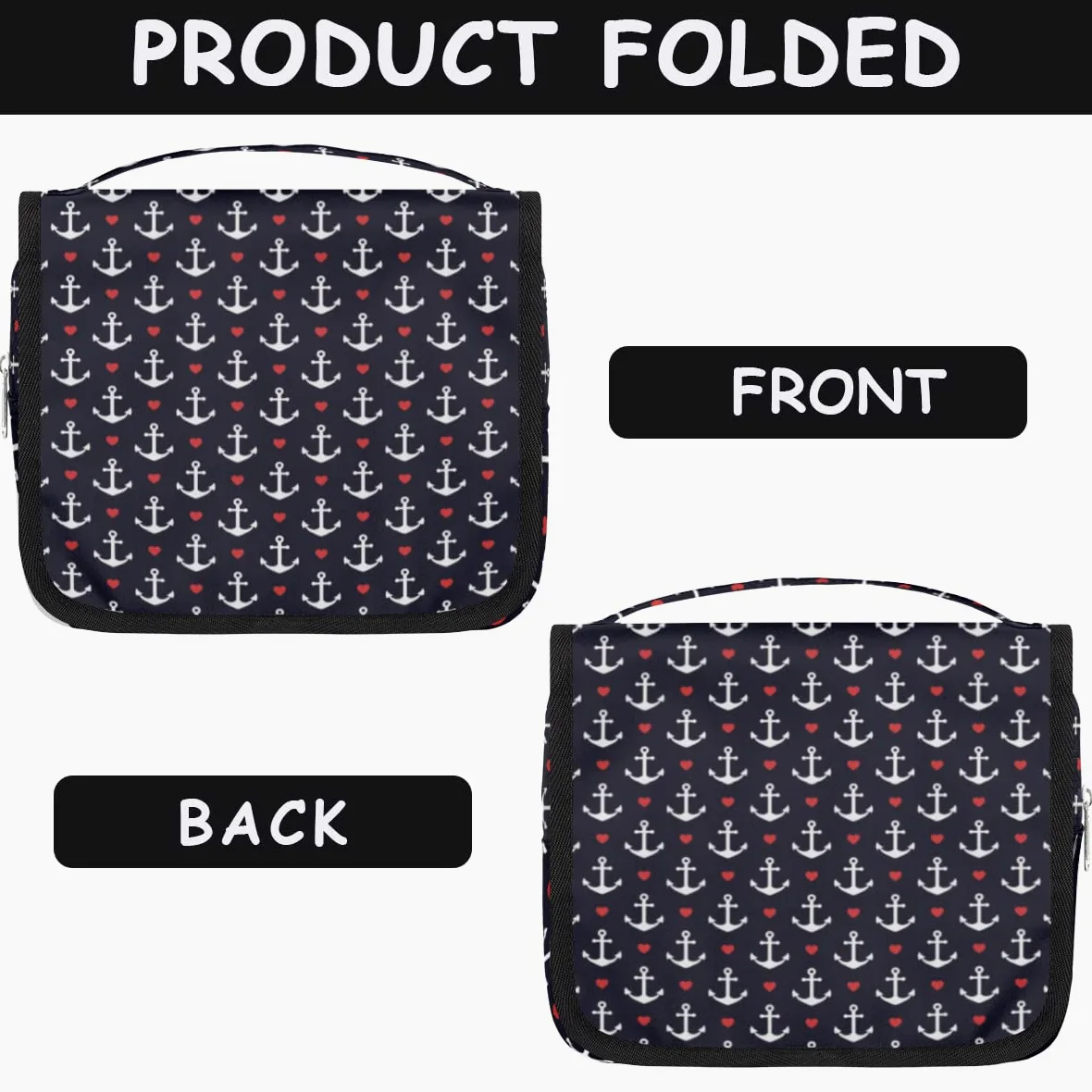 Kotwy Podróżna kosmetyczka Kotwy Serca Mycie Torba Unisex Wiszące przybory toaletowe Kosmetyczka Organizer do makijażu, wielobarwny, Jeden rozmiar