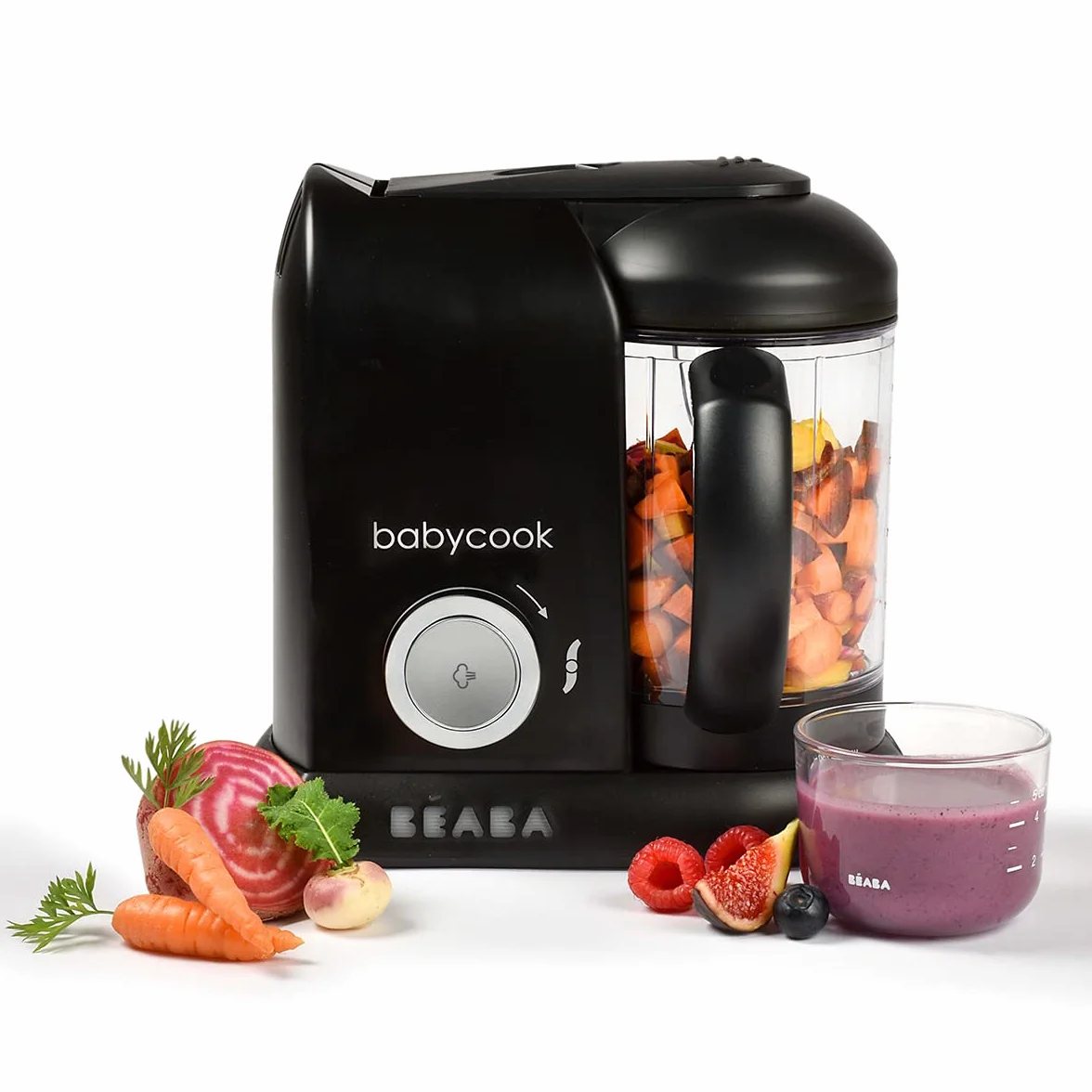 BÉABA, Babycook Solo, Robot dla niemowląt 4 w 1, kuchenka parowa, dywersyfikacja żywności, małe doniczki dla niemowląt, czarne