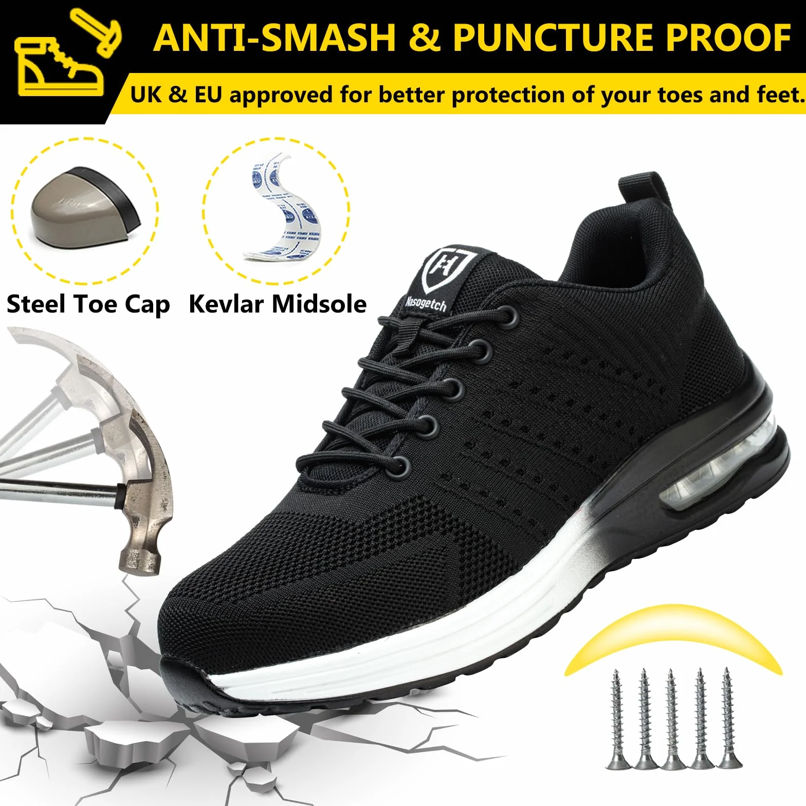 Buty Ochronne Męskie Damskie ze Stalowymi Noskami Safety Shoes Work Steel Toe