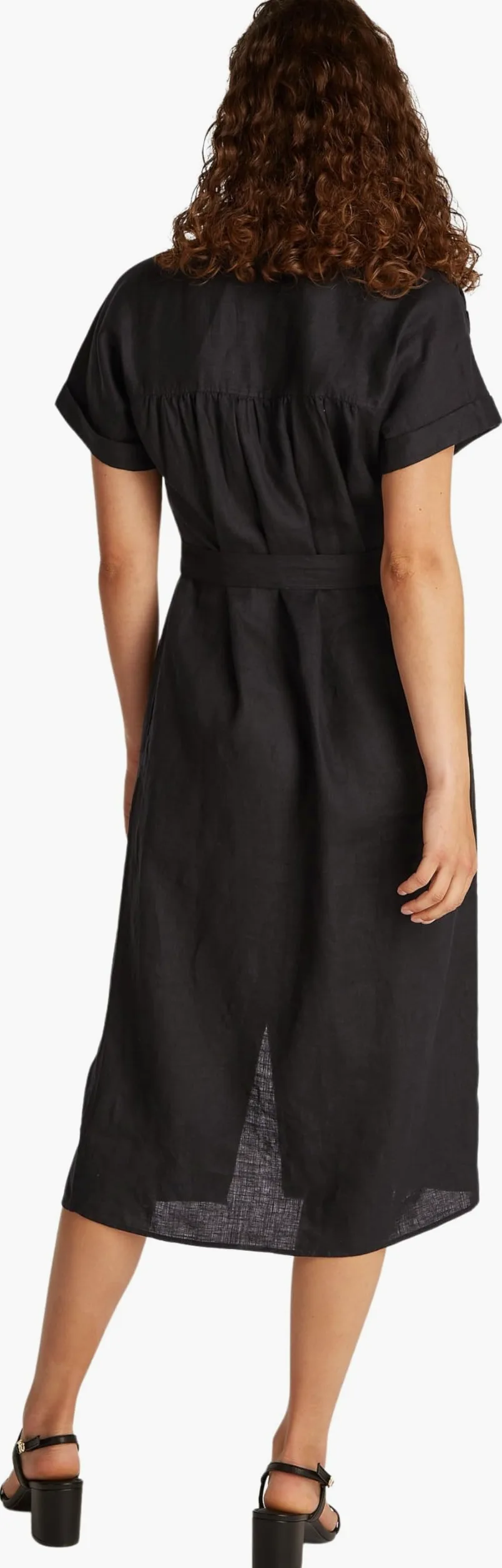 Tommy Hilfiger ESS lniana sukienka midi S/S WW0WW44653 Kobiety Ess Linen Belted S/S Midi Dress Ww0ww44653