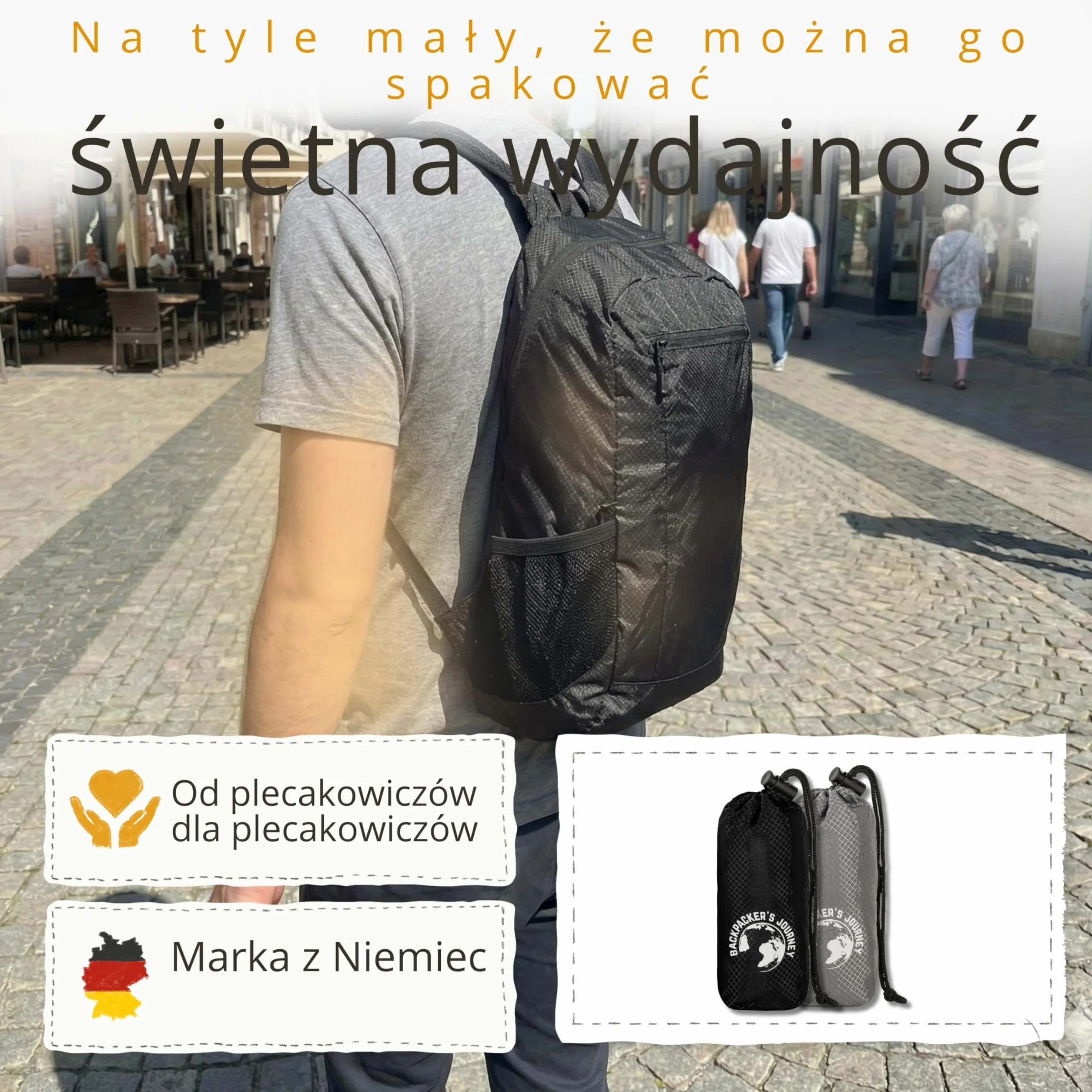 Składany plecak ultralekki mały rozmiar Backpacker's Journey