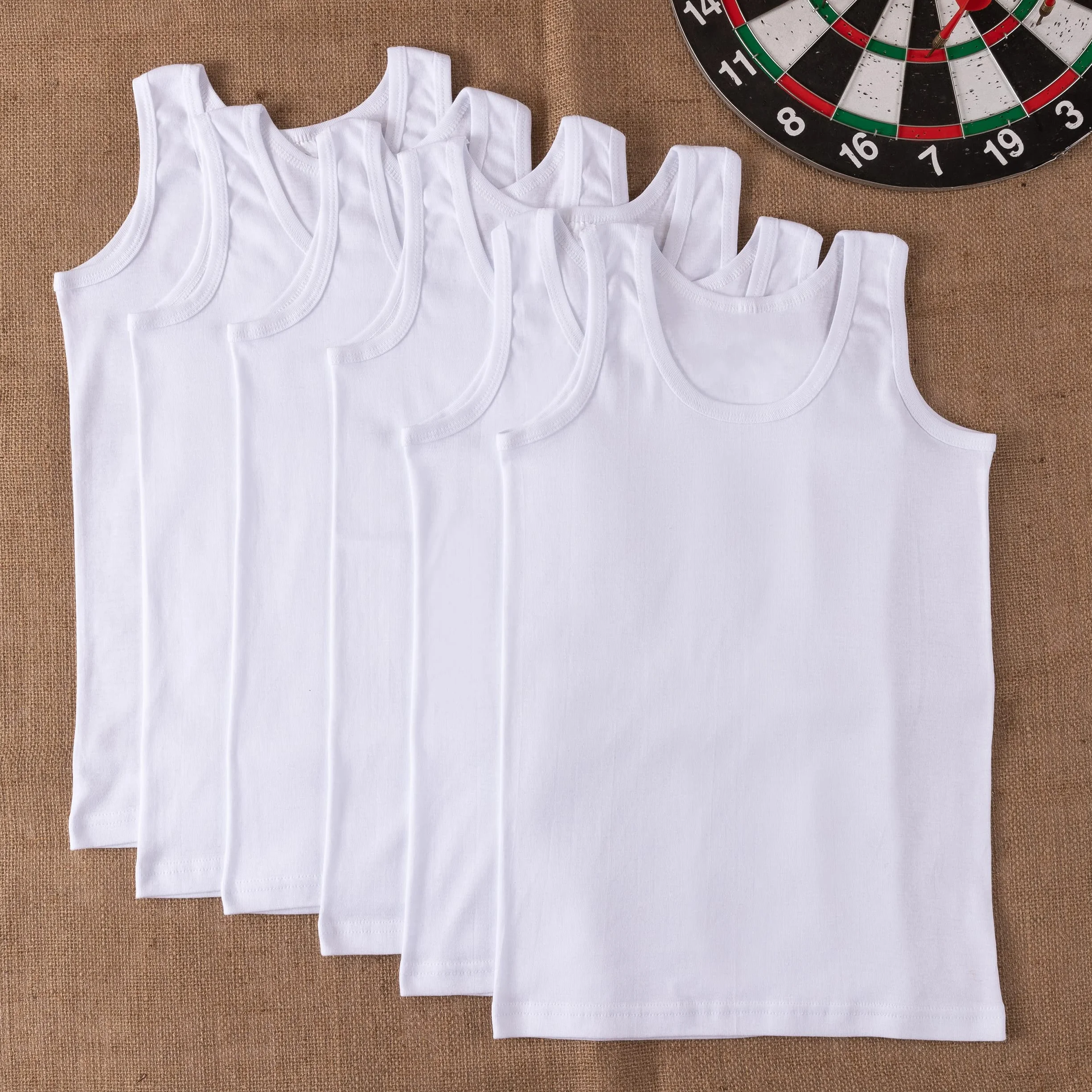 LOREZA ® 6 sztuk podkoszulek chłopięcych, 100% bawełna, tank top