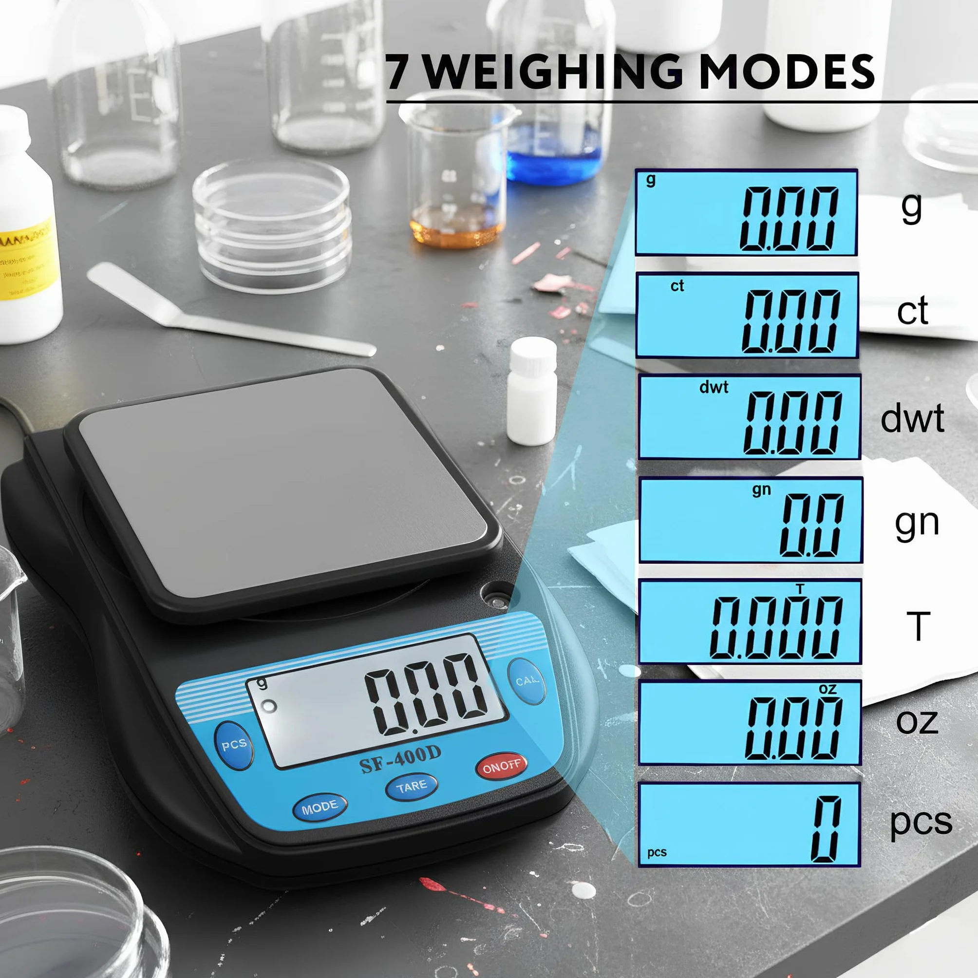 Eosphorus Cyfrowa Analityczna Waga z Wyświetlaczem LCD 600g x 0,01g do Laboratoriów i Szkół - Waga Kuchenna, Dokładna Waga, Gramy, Uncje i Karaty - W Zestawie Ładowarka USB i Zasilacz Sieciowy