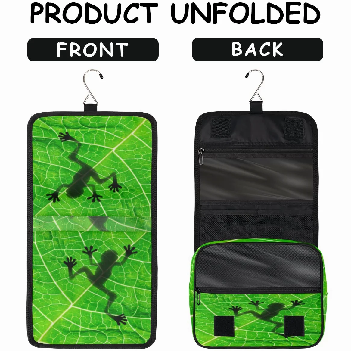 Żaba Cień Podróżna Kosmetyczka Żaba Liście Mycie Torba Unisex Wiszące przybory toaletowe Kosmetyczka Organizer do makijażu, wielobarwny, Jeden rozmiar
