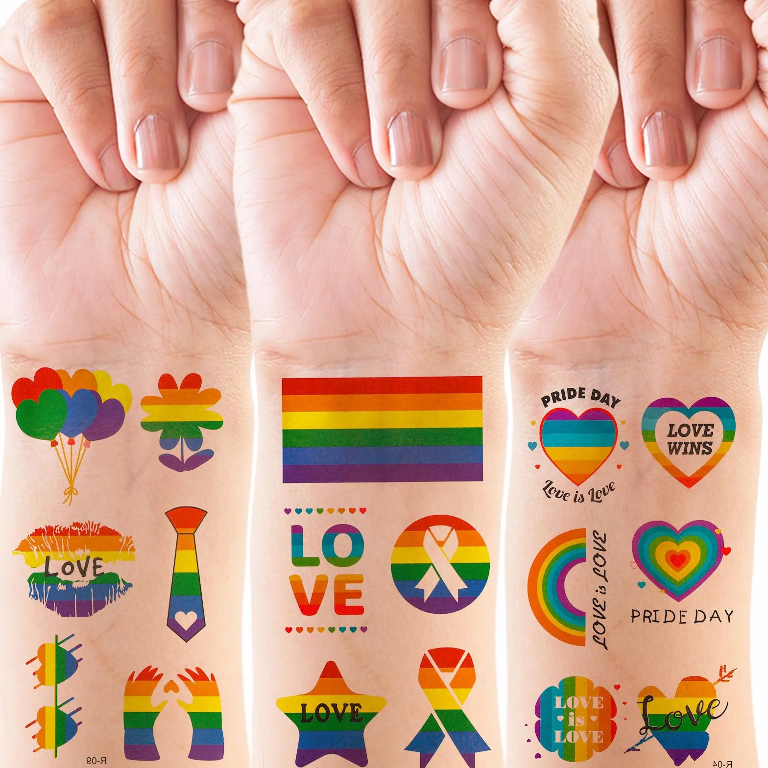 BOXOB 7 Arkuszy Pride Rainbow Temporary Tattoos, Naklejki LGBTQ Tattoos z Tęczową Flagą Love Heart Patterns na Parady Gay Pride Month Festiwale Upominki na Przyjęcia