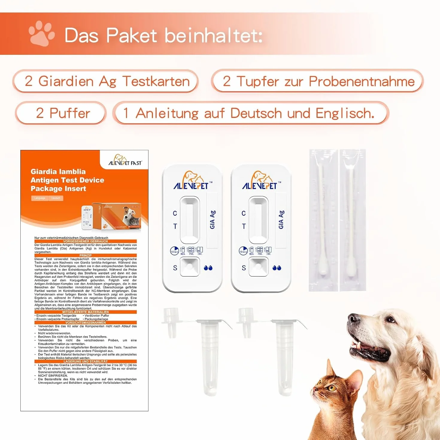 Giardien szybki test dla psów i kotów – test Giardia niezawodny jako test na pasożyty jelitowe i biegunkę – dla psów i kotów w Giardia 7 testów