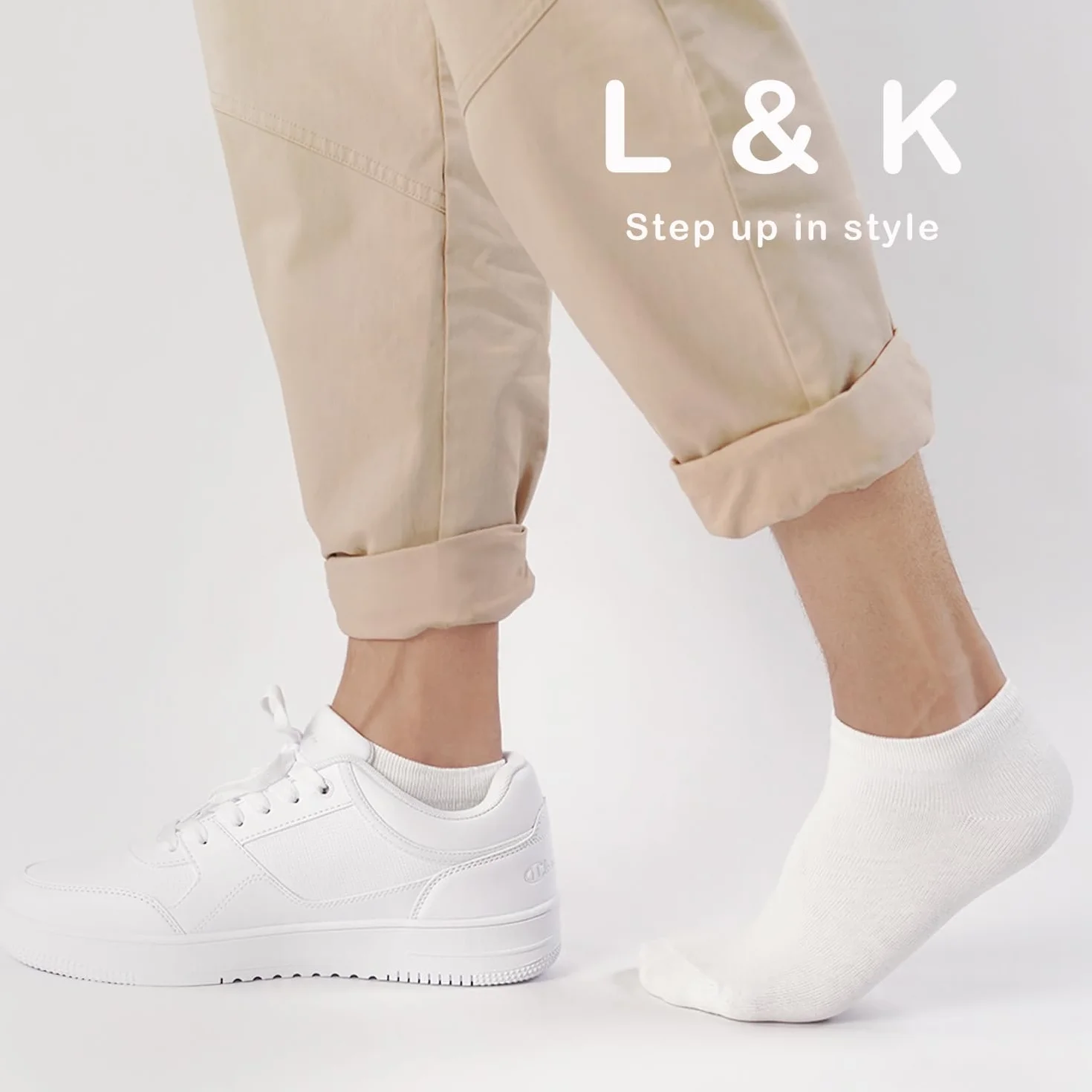 L&K-II 92201VA Skarpetki do sneakersów, krótkie, damskie/męskie, stopki, oddychająca bawełna, czarne/białe/szare, po 12/24/36 par