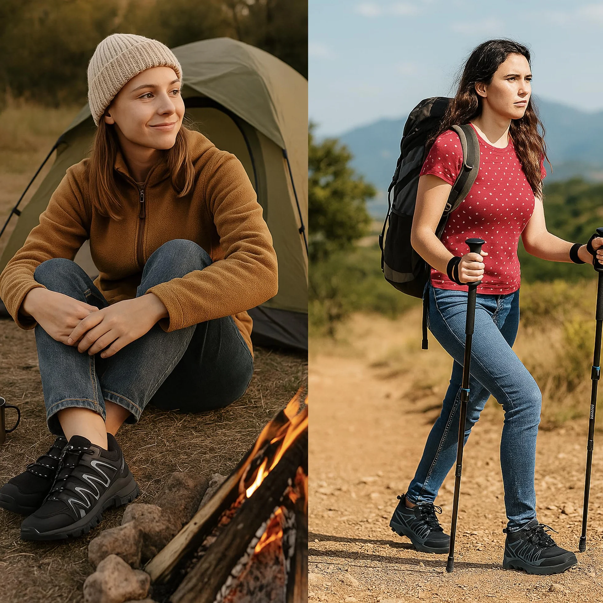 JOMIX Damskie buty outdoorowe do wędrówek z niskim cięciem, antypoślizgowe, oddychające, lekkie, buty do chodzenia po górach, kemping, piesze wycieczki i podróże