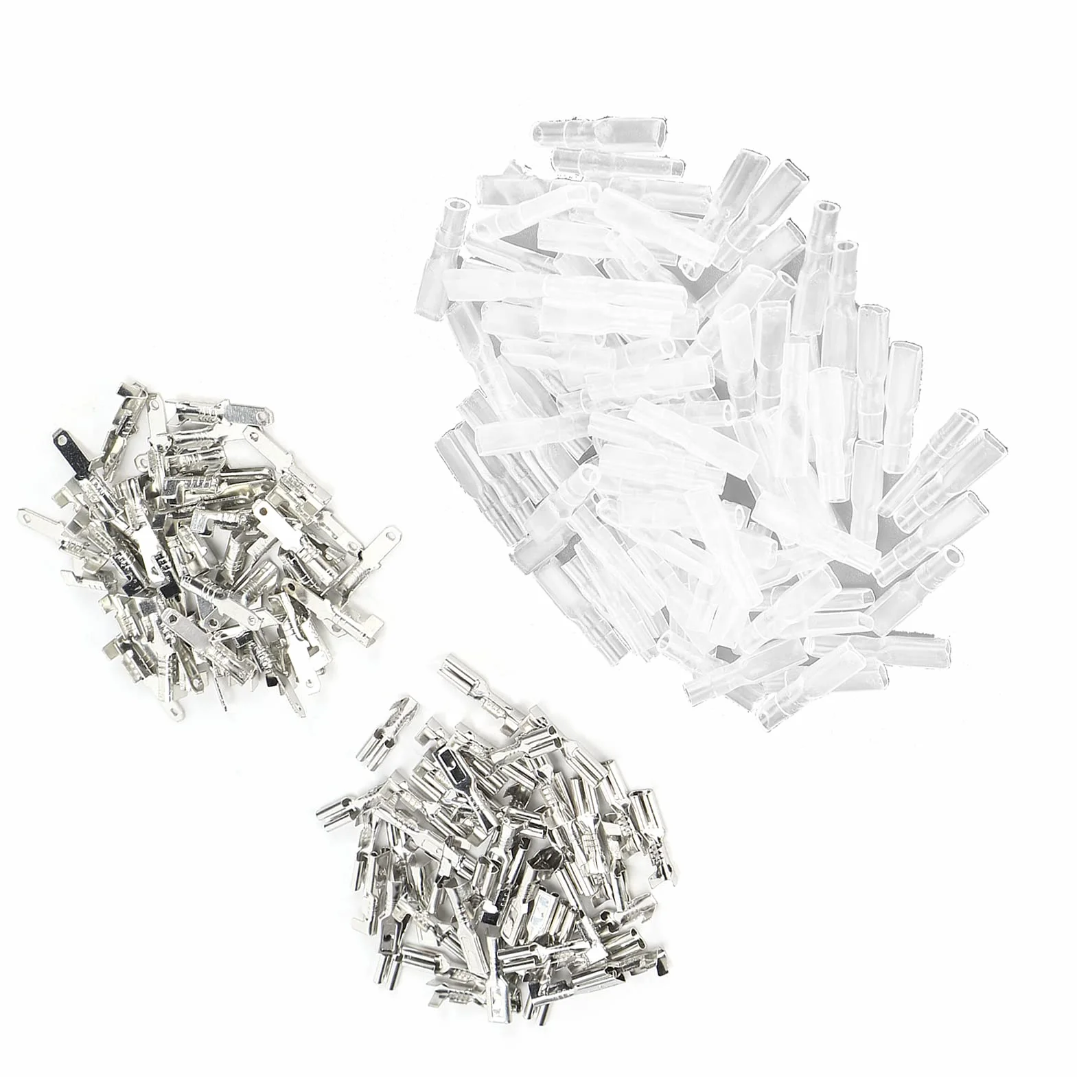 Spade Crimp Terminals Kobieta Mężczyzna 50 Sztuk/Każdy z 100 Sztuk Rękawów Izolacyjnych 2,8 Mm Srebrne Szybkie Złącza