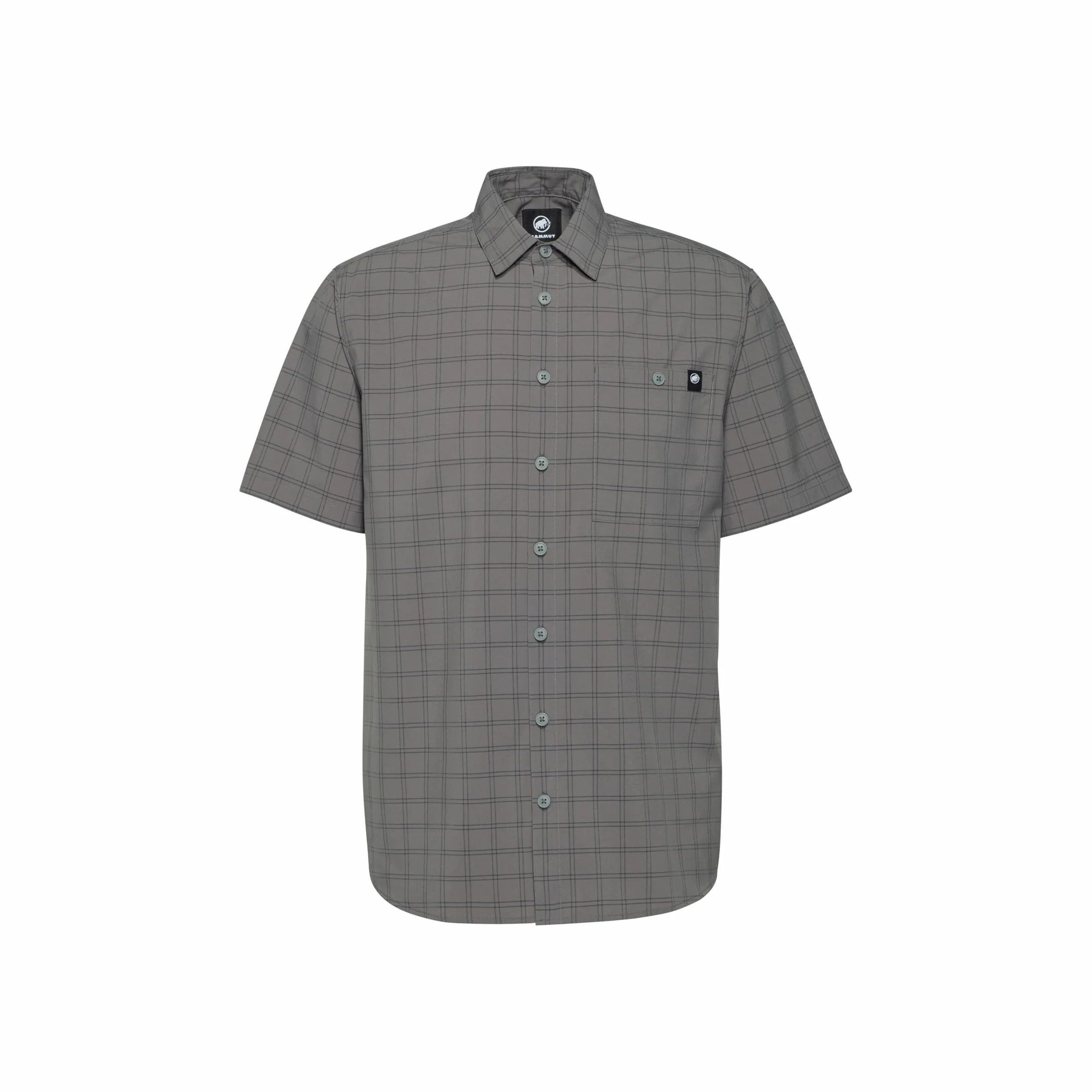 Mammut Lenni Shirt Men – Koszula Trekkingowa Męska | Krótki Rękaw, Ochrona UV, Szybkoschnąca i Oddychająca | Rozmiar L, Stalowy-czarny