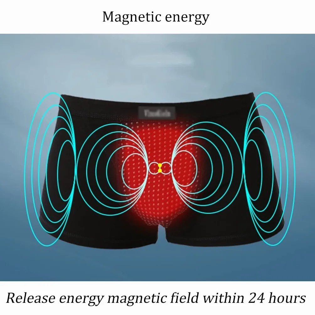 Bielizna Powiększająca Męska Magnesy Energetyczne Bokserki Terapia Magnetyczna Wewnętrzne Spodnie do Opieki Zdrowotnej Poprawa Męskiej Siły (Color : Black-2pcs, Size : XXL)