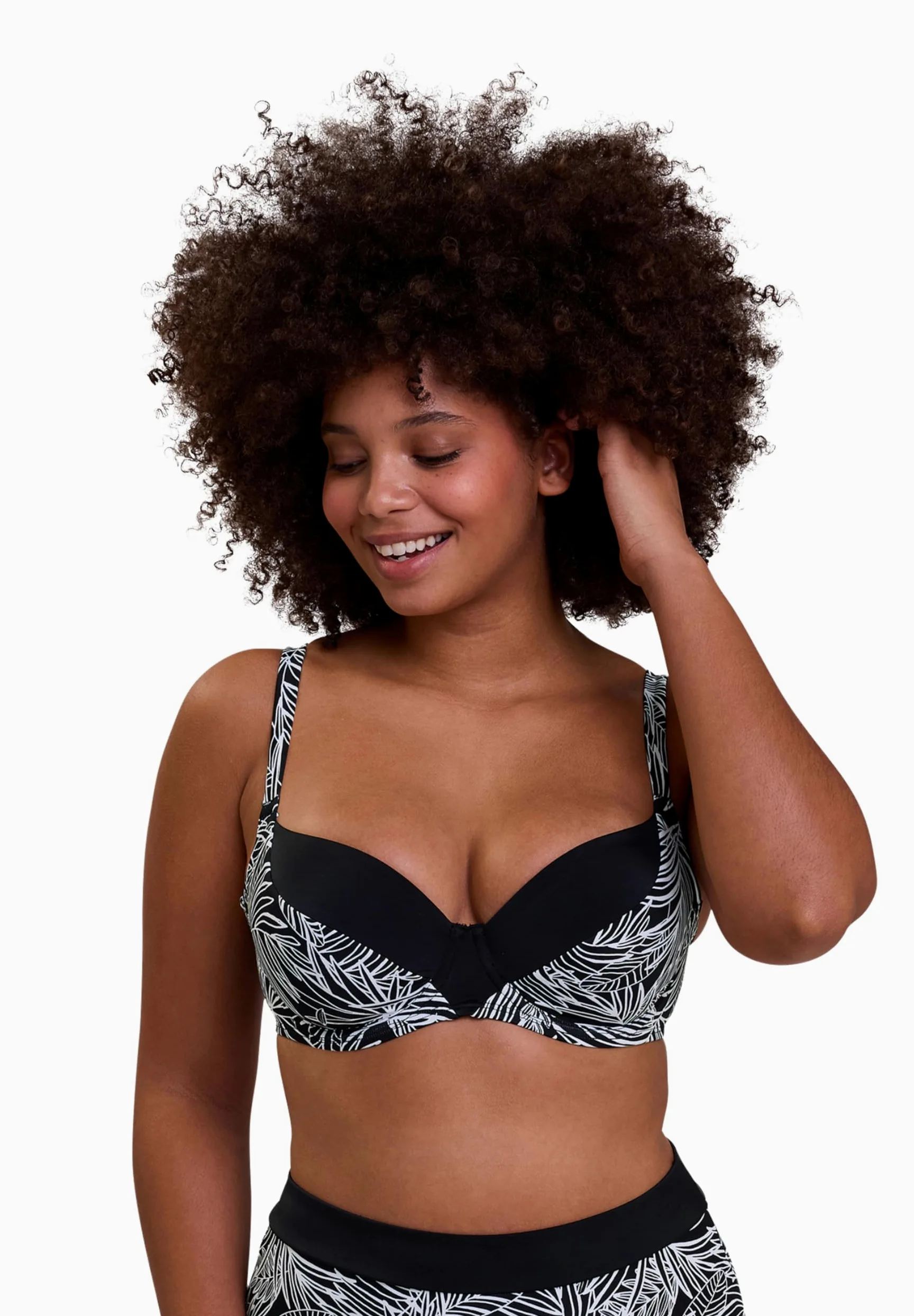Sans Complexe Seychelles_78aam89 Damski top bikini (zestaw 1 sztuk), Graficzny nadruk z palmą, 75E