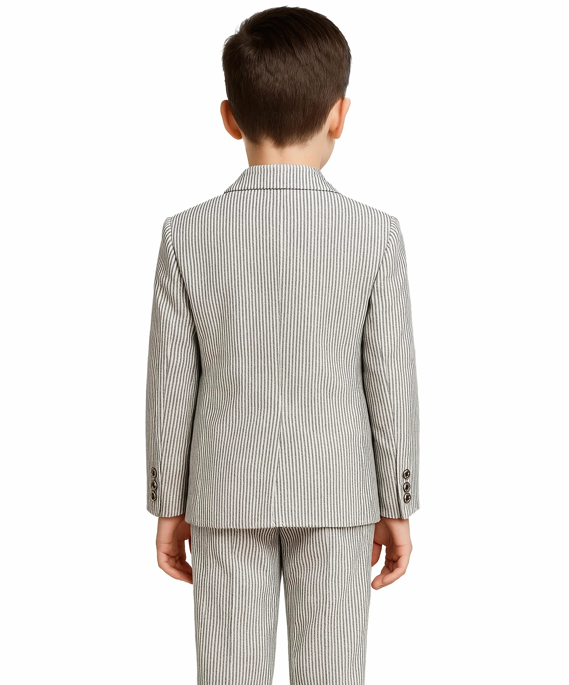 SIRRI Chłopięcy dwurzędowy garnitur w prążki 3-częściowy zestaw slim fit strona chłopiec formalny strój