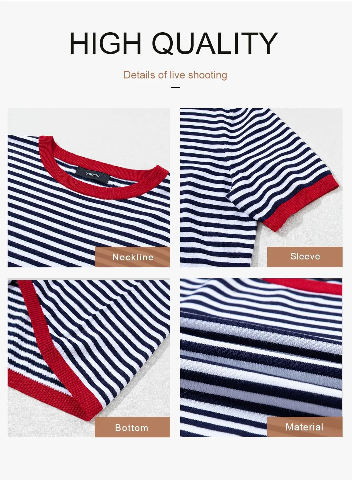 Cuptacc Koszulka Femme Rayure Toton Top Femme Chic et Élégant Col Rond été Manche Courte Blouse