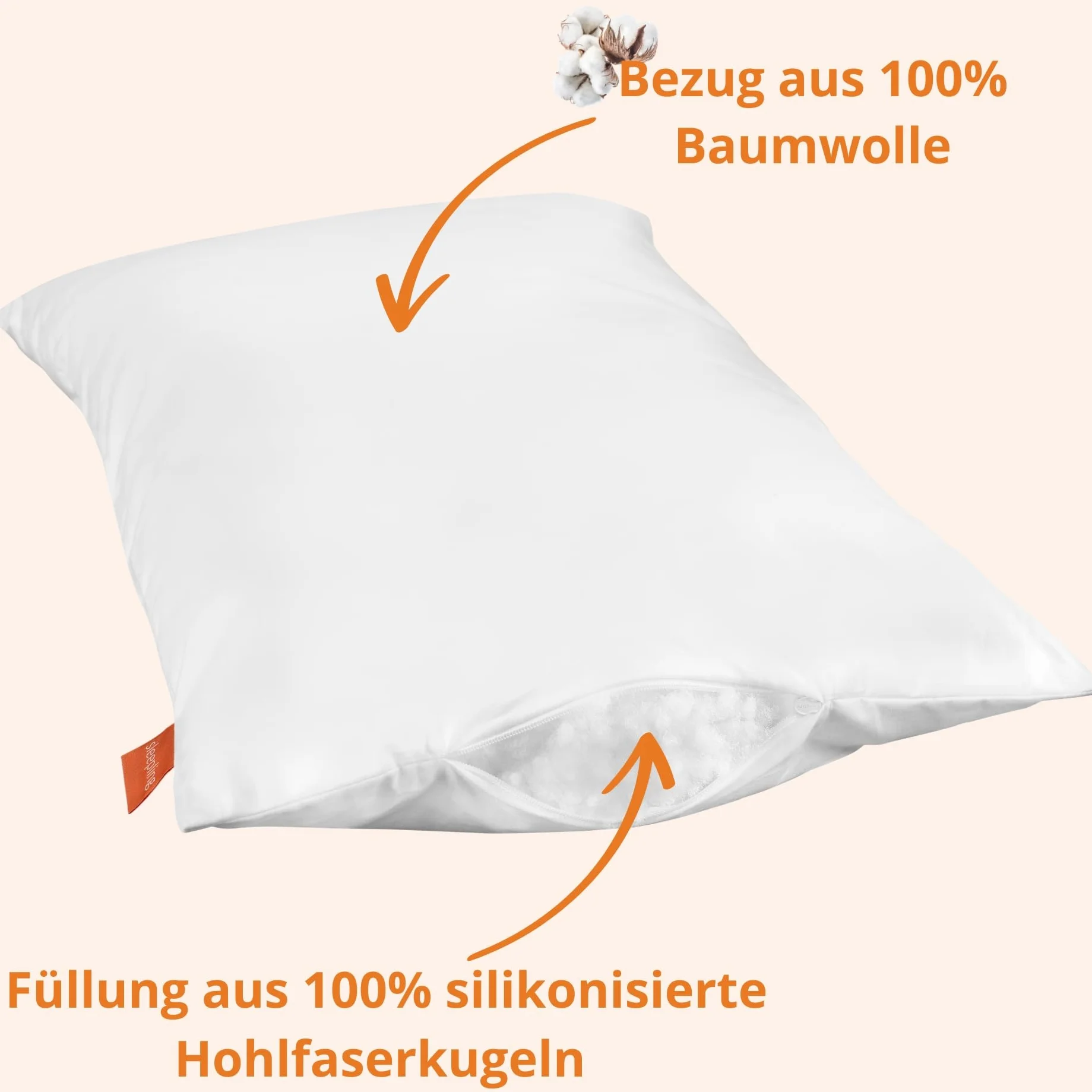 sleepling Poduszka dla dzieci 40x60 cm, poduszka z 100% bawełny, poduszka dla niemowląt 40 x 60 cm, poduszka z zamkiem bezpiecznym dla dzieci, Oeko-TEX, wyprodukowana w UE, możliwość prania w