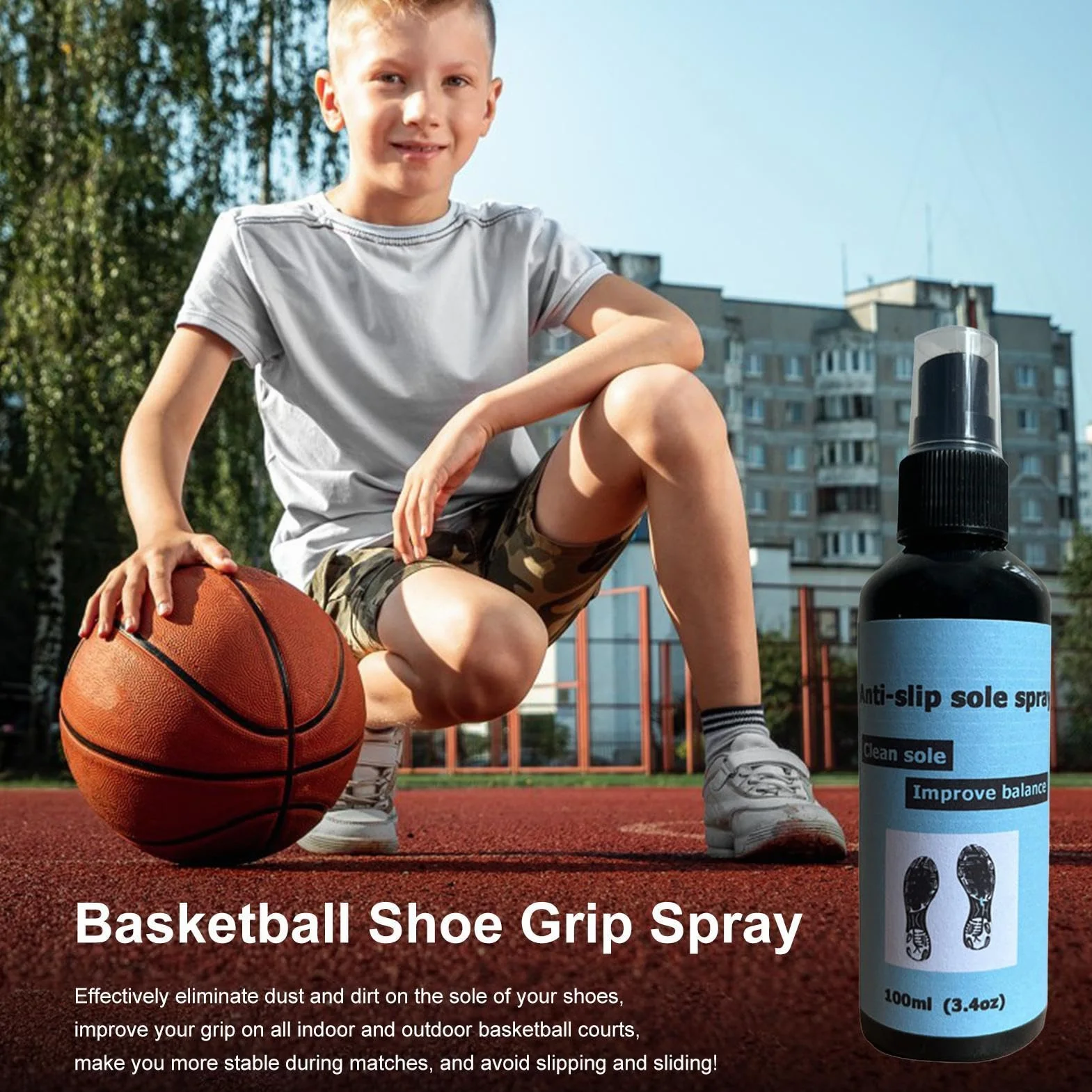 Generisch Antypoślizgowy spray do butów, 100 ml, spray ochronny do butów, ochrona podeszwy, poprawa przyczepności, antypoślizgowy spray do butów do koszykówki