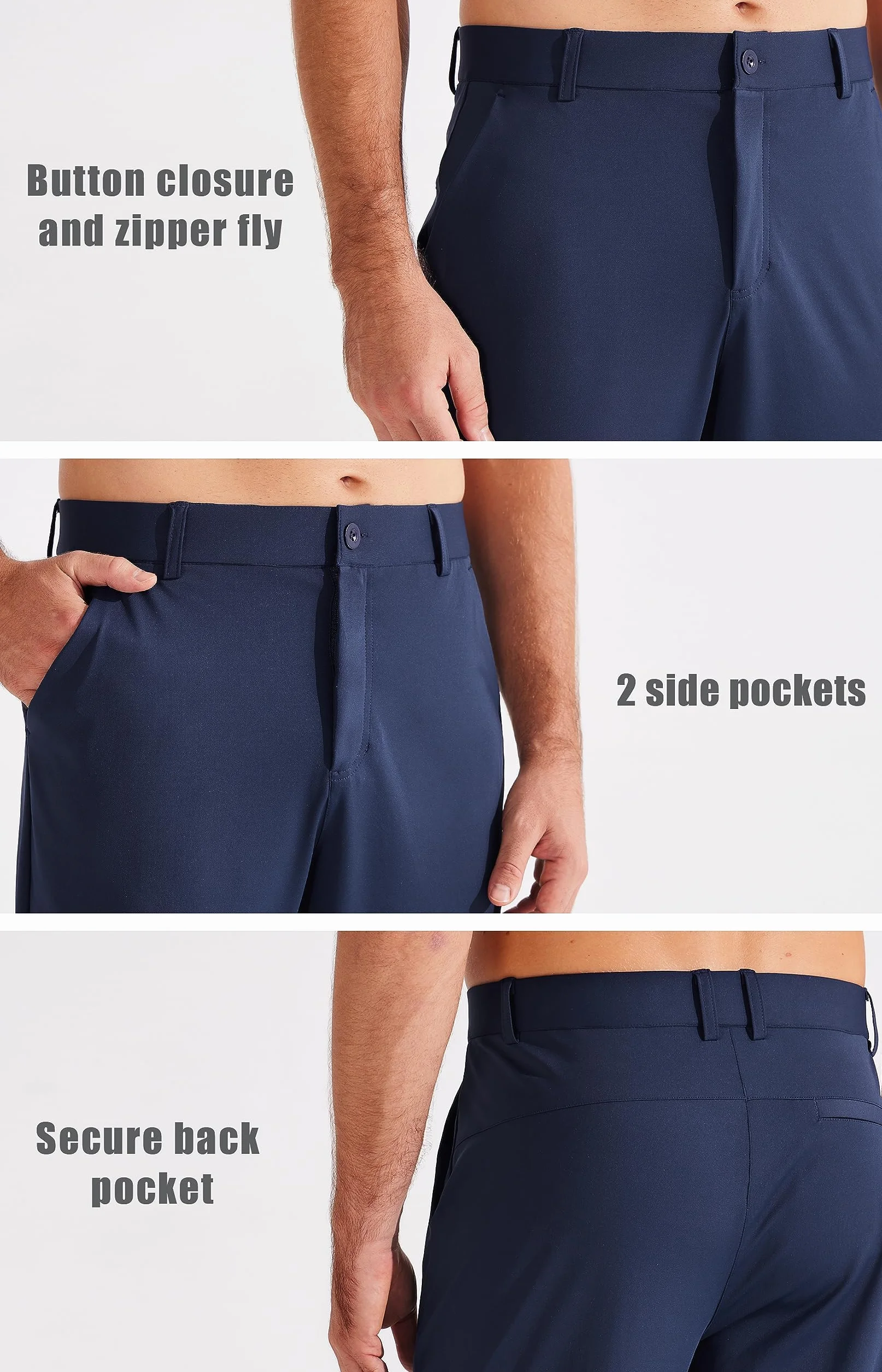 Libin Męskie spodnie golfowe joggery lekkie 3 kieszenie slim fit miękkie rozciągliwe zwężane sukienka robocza sportowa