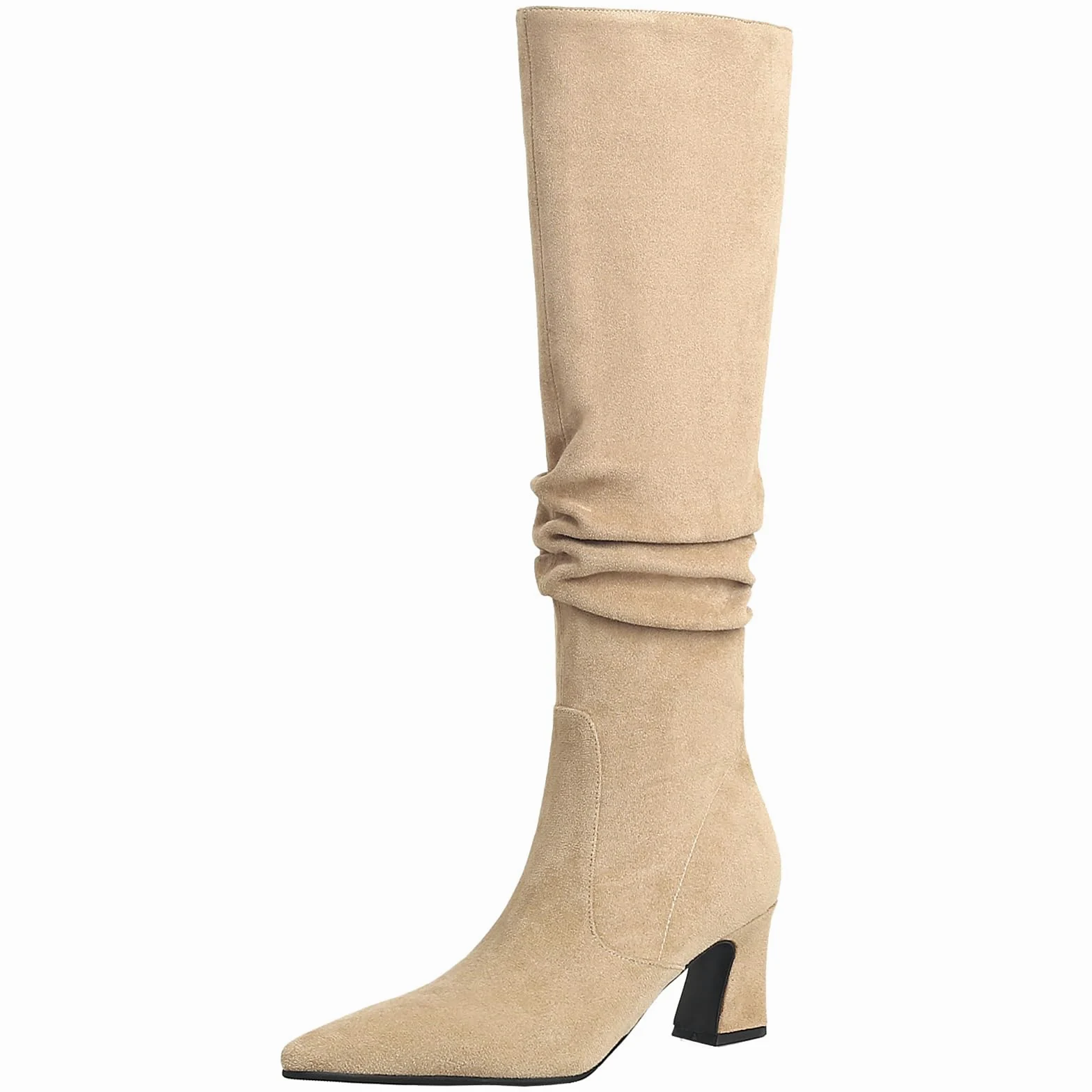Damskie podkolanówki typu slip-on, szpiczaste kozaki