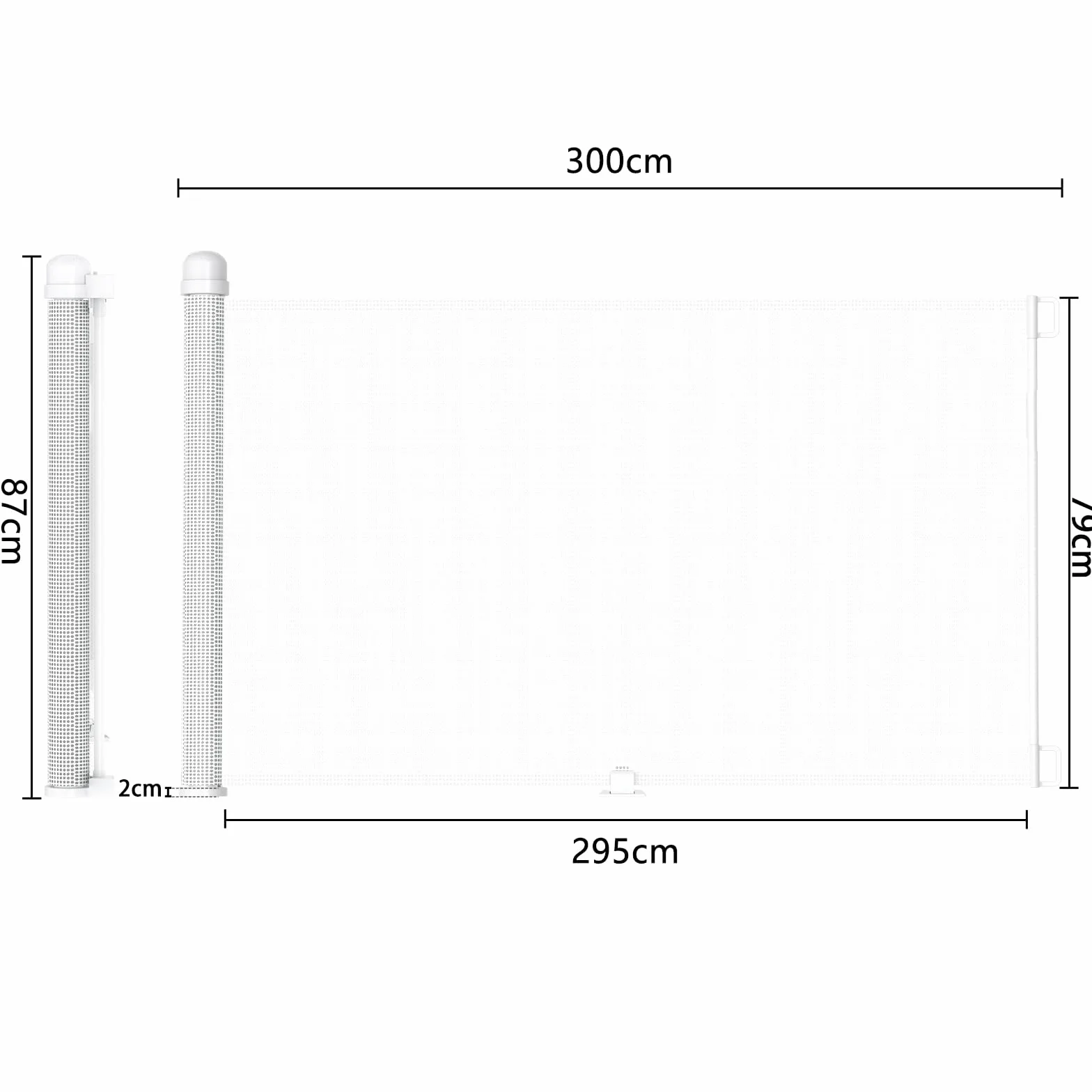UISEBRT Kratka ochronna na drzwi, rolowana, kratka ochronna na schody, wysuwana, 0-300 cm, dla niemowląt i zwierząt domowych, biała