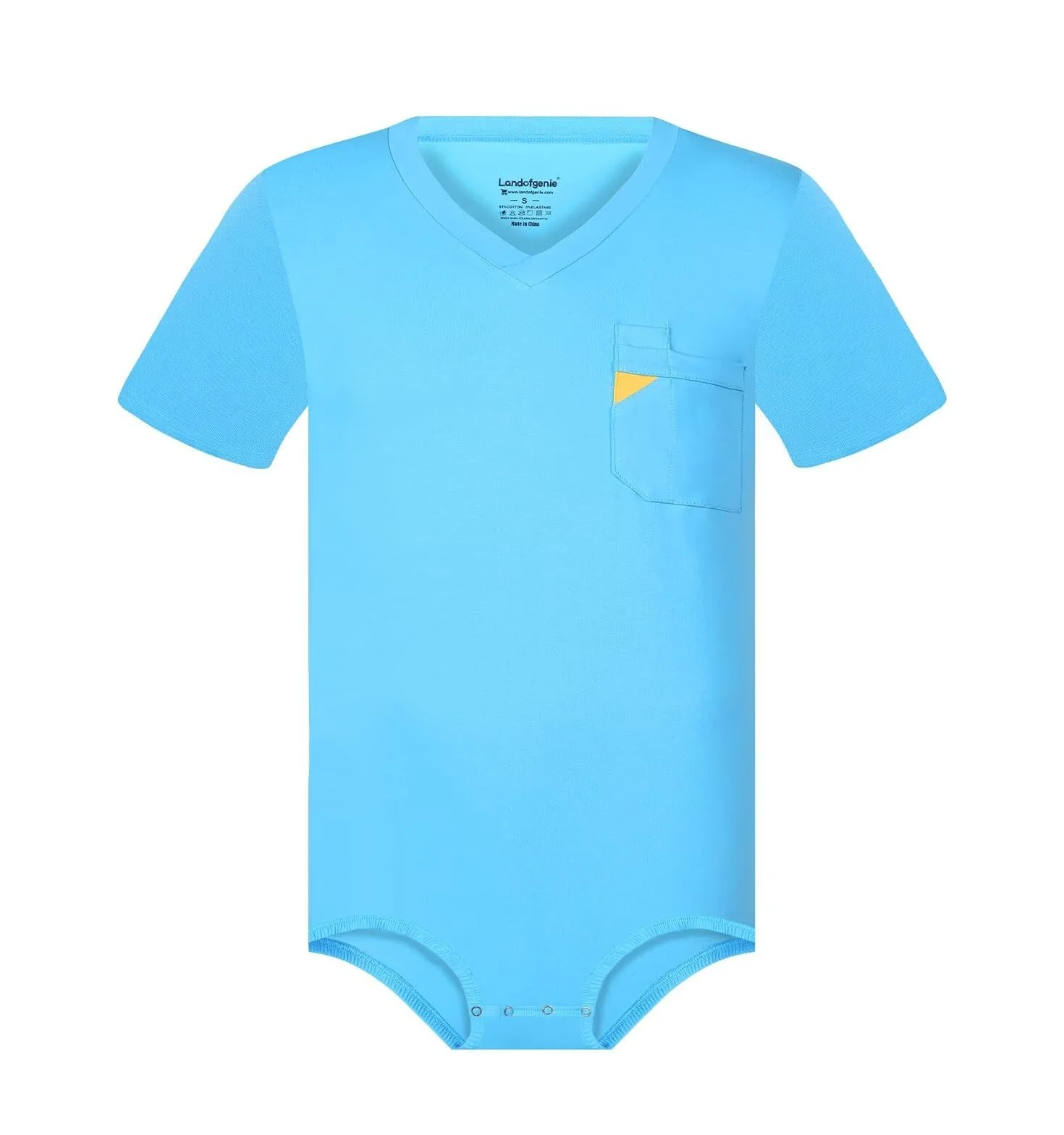 Landofgenie Męska piżama bawełniana z dekoltem V Męskie Bodysuit Romper