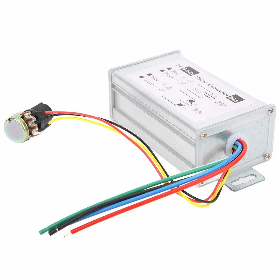 ViaGasaFamido 1200 W DC9-60V 0-20A Sterownik Prędkości Silnika, Przełącznik Sterowania PWM Przepływ Regulacji Linearna prędkość Potencjometru z Metalowym Obudowy dla Silnika Prądu Stałego