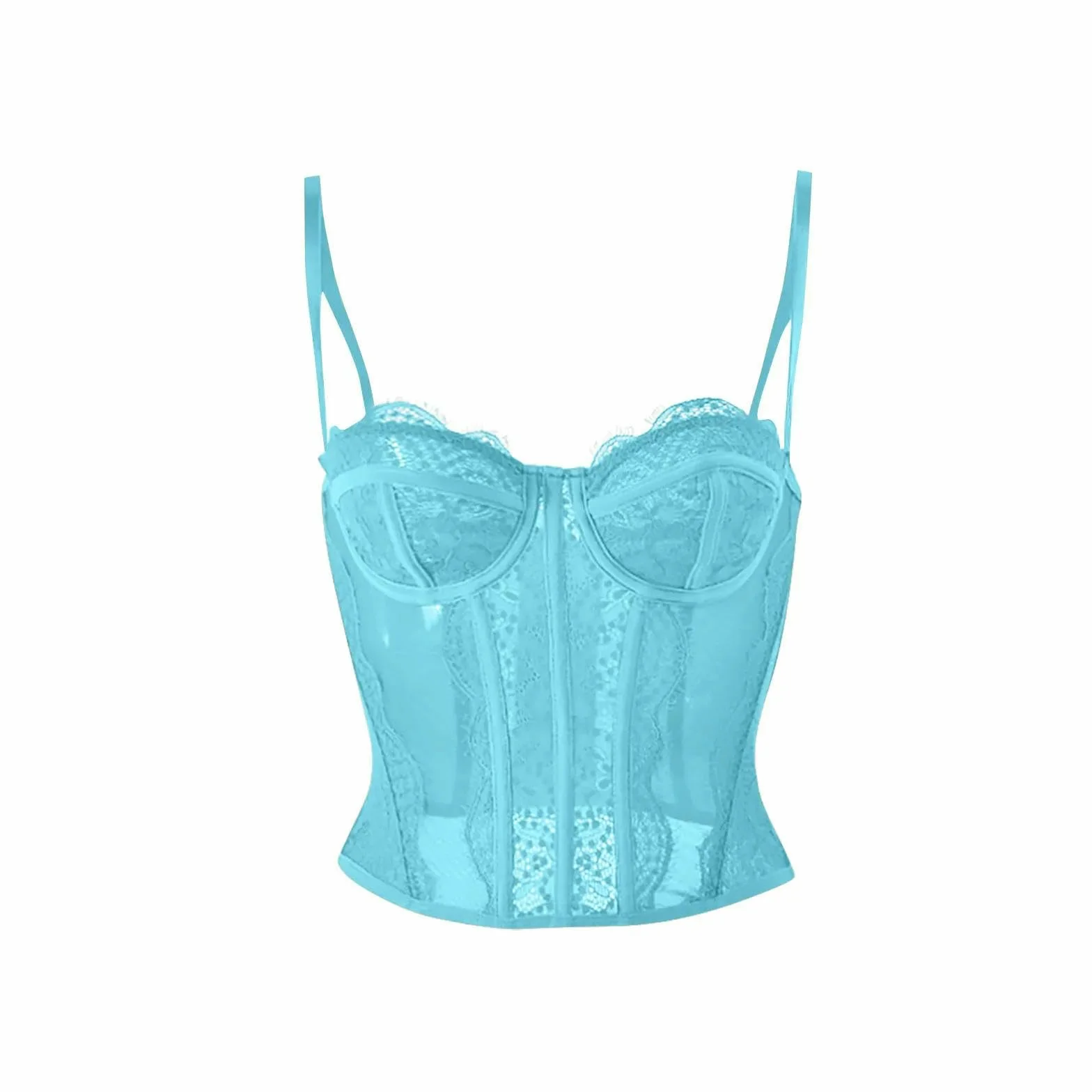 Trener talii Body Shaper dla kobiet Moda Seksowny damski gorset Crop Tops Punk Rock Goth Bustier Bra Night Club Party Cropped Vest Ladies Push Up Top-a-Blue-S