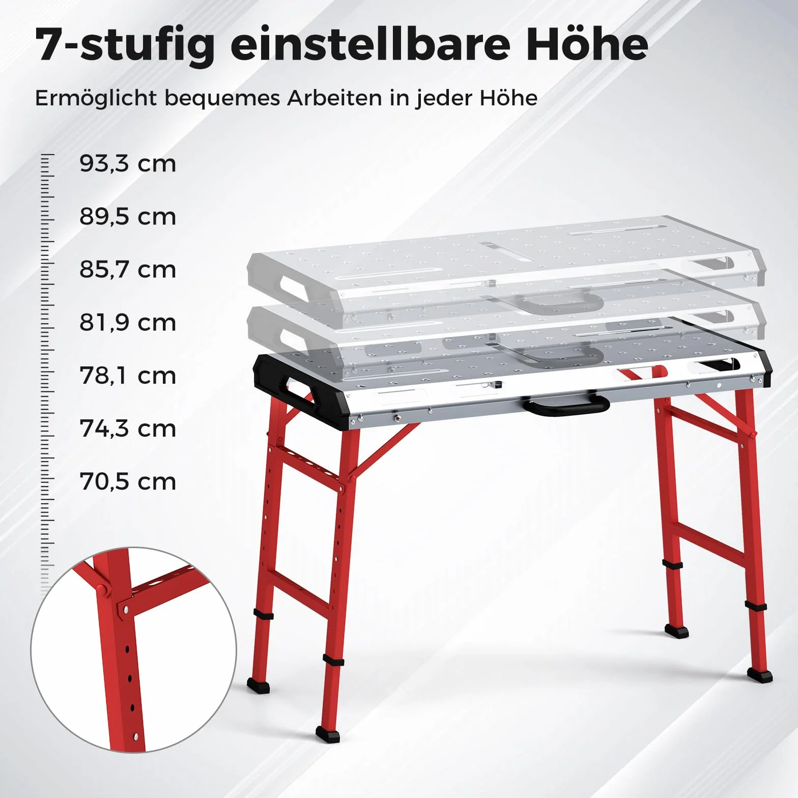 COSTWAY stół warsztatowy składany, stół roboczy z regulacją wysokości 107 x 53 cm z udźwigiem 450 kg, stół spawalniczy warsztatowy z 2 uchwytami zaciskowymi i uchwytem transportowym, stół narzędziowy