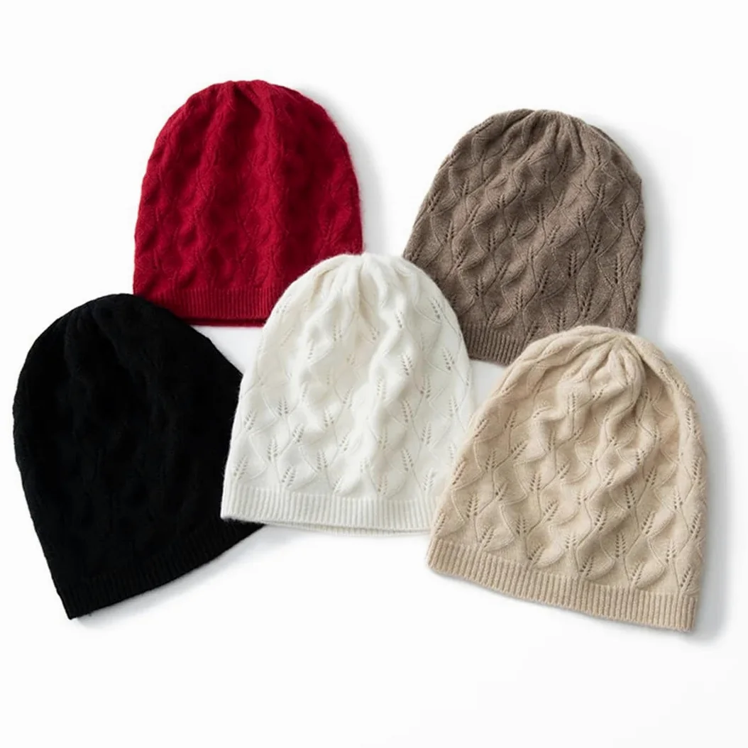 Czapki zimowe damskie na zewnątrz, codzienne, modne, jednokolorowe, żakardowe, kaszmirowe, dzianinowe, utrzymujące ciepło, czapka beanie (biała, jeden rozmiar)