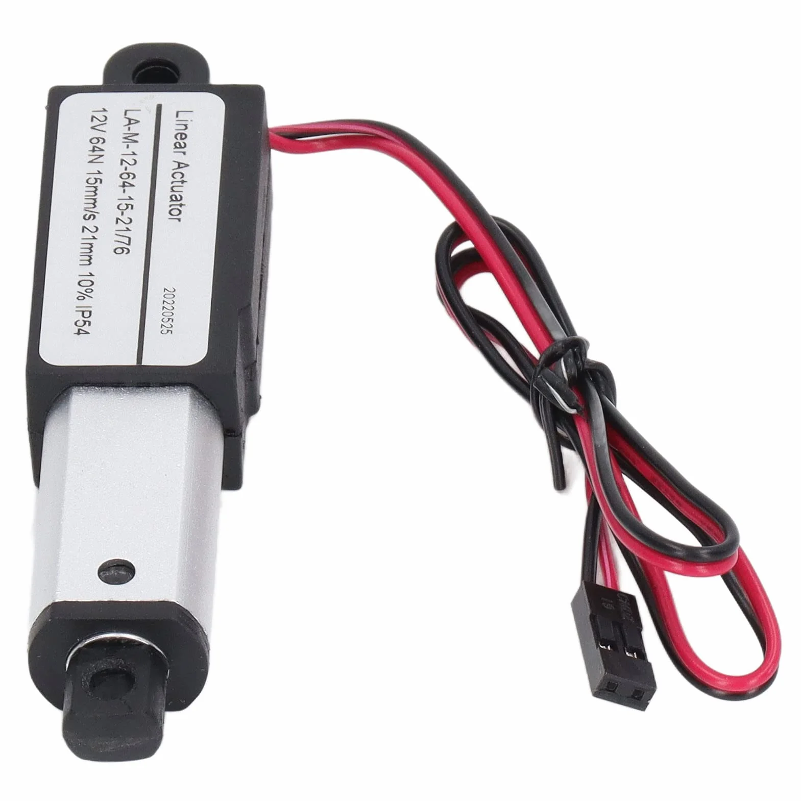 Mini Elektryczny Siłownik Liniowy 12V, 64N 15mm/s Mały Siłownik Liniowy z Uchwytami Montażowymi, Wodoodporny Siłownik Ruchu IP54 do Automatyki Domowej (21 mm)