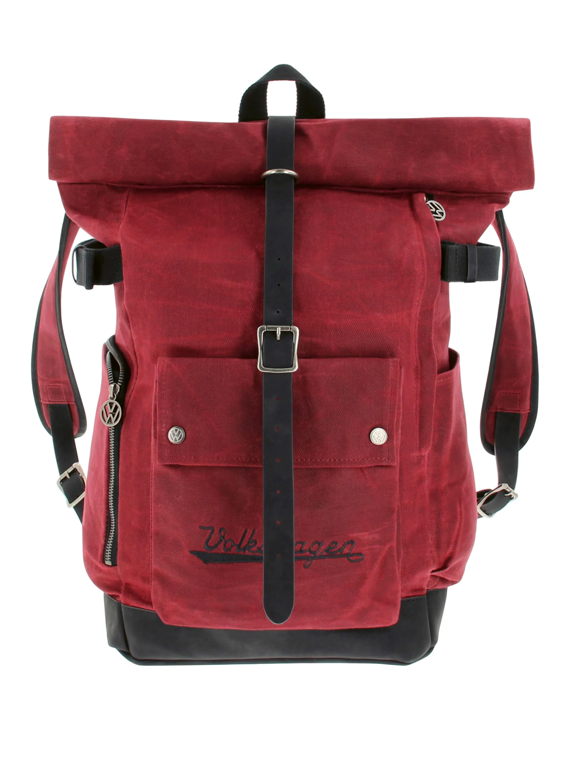 BRISA VW Collection – Rolltop Outdoor plecak podróżny, turystyczny, dla mężczyzn i kobiet, czerwony, 50 x 29 x 19 cm, vintage