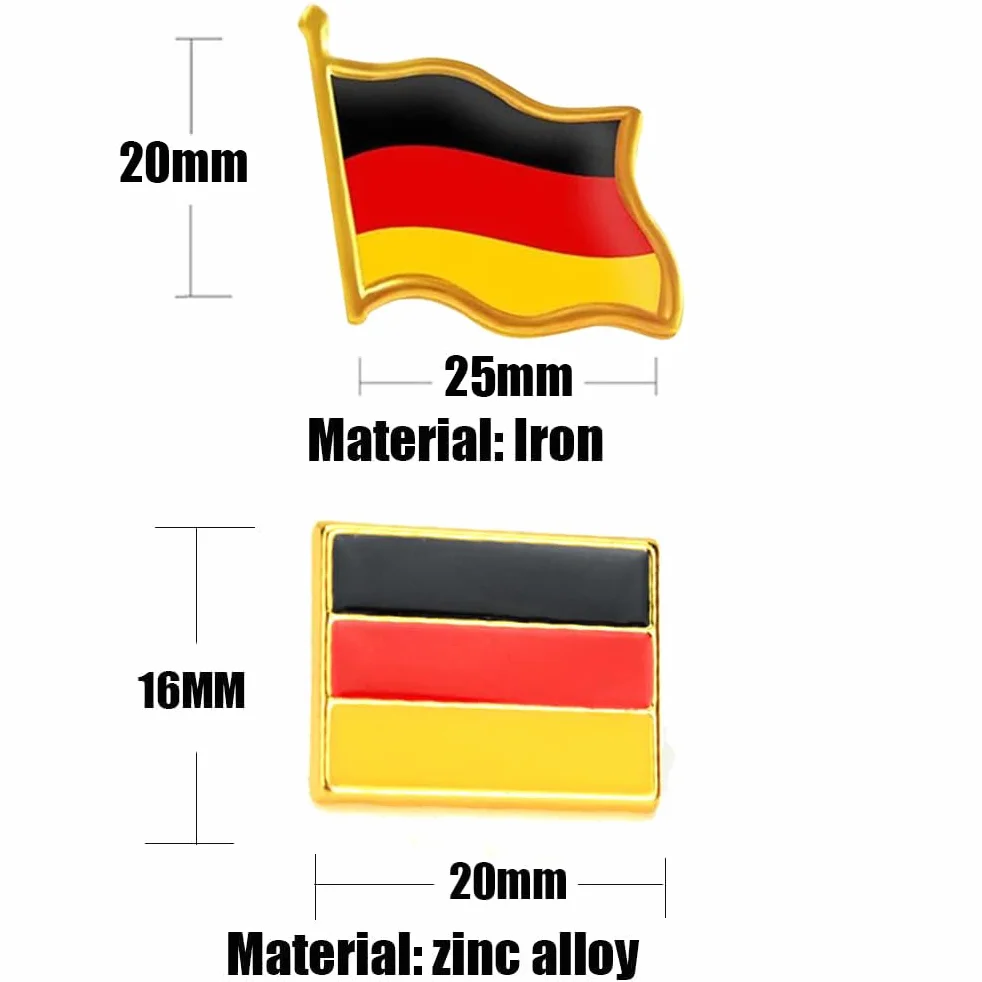 4 szt. flaga Niemiec przypinka przypinka flaga mała flagi przypinki przypinki Germany Badges, Srebro szterlingowe