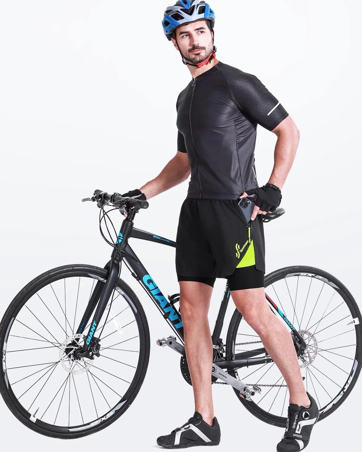Sportneer Spodenki MTB z wyściełanymi 3D, lekkie luźne spodenki rowerowe dla mężczyzn, kieszenie na zamek