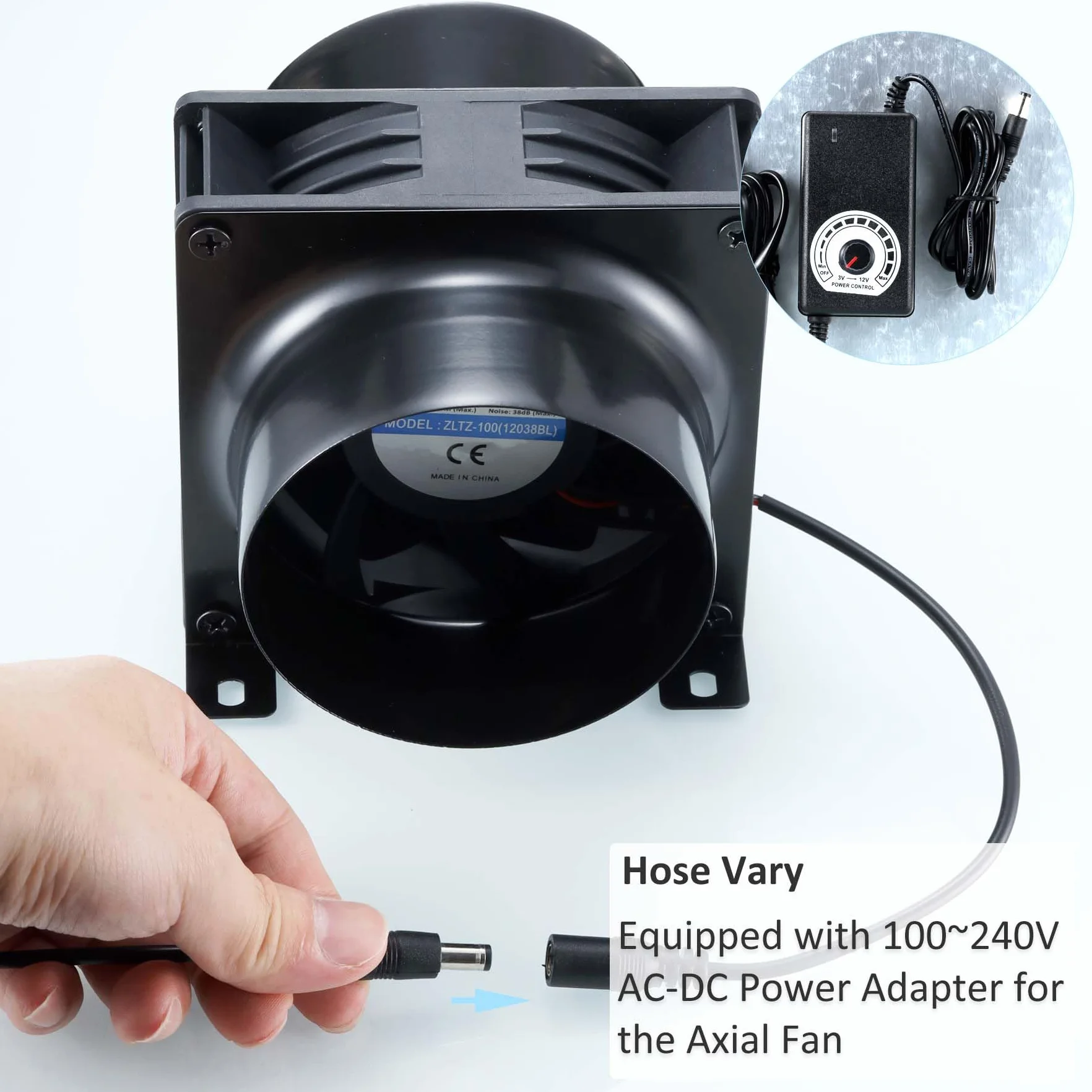 DC12 V wentylator rurowy 100 mm, 3000 obr./min, wentylator wyciągowy 100 mm, ze ściemniaczem 0~100%, adapter kanałowy, siatka do lasera 3D, kabina natryskowa, namiot do uprawy roślin, projekt "zrób to