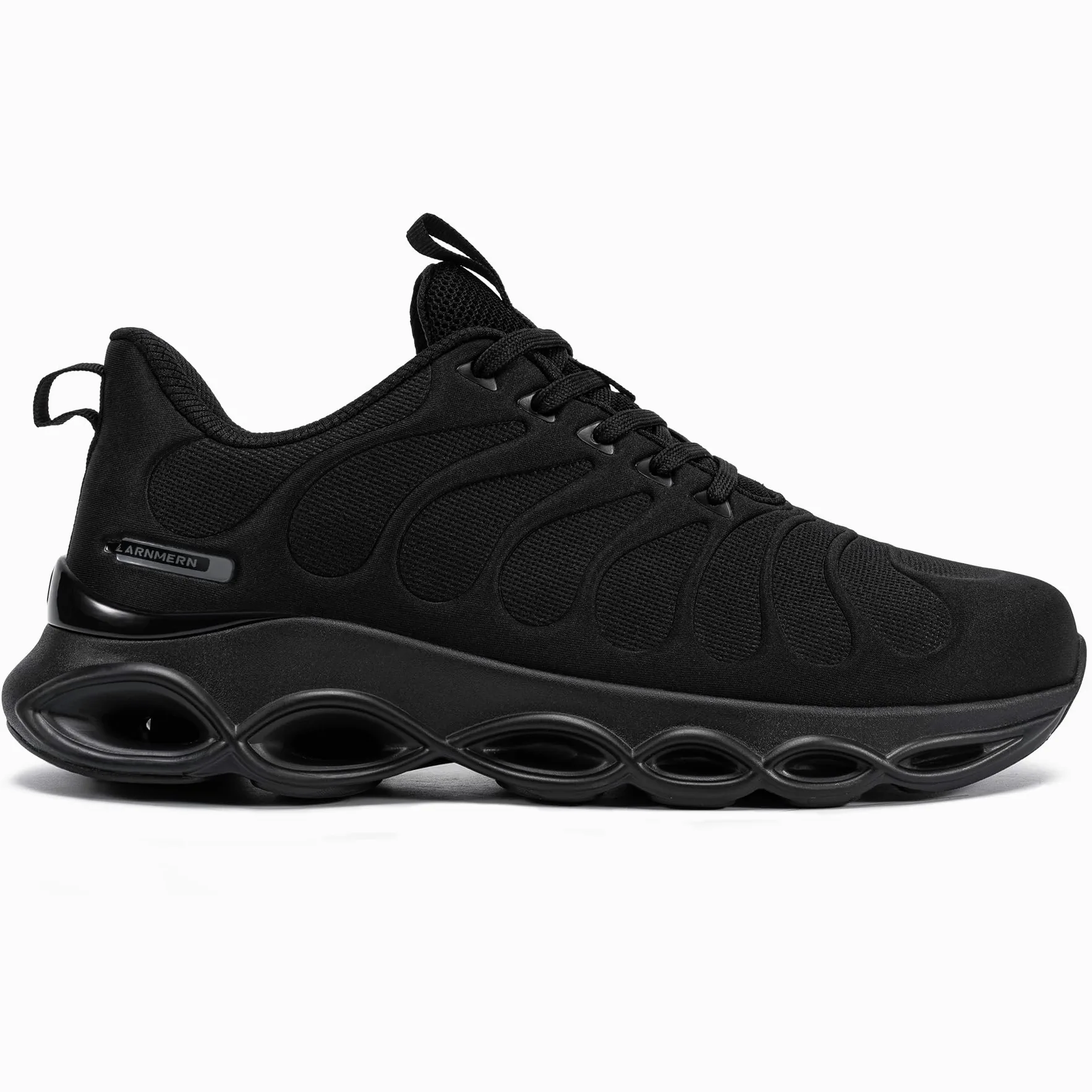 LARNMERN Buty ochronne, męskie, damskie, lekkie, antypoślizgowe, wygodne, amortyzujące, oddychające, modne, stalowe noski, buty robocze, czarny, 43 EU Weit