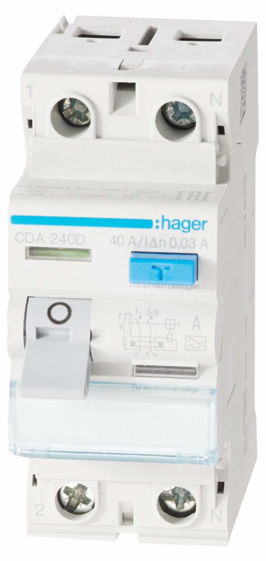 Hager CDA240D Wyłącznik różnicowy FI 40 A (import niemiecki)
