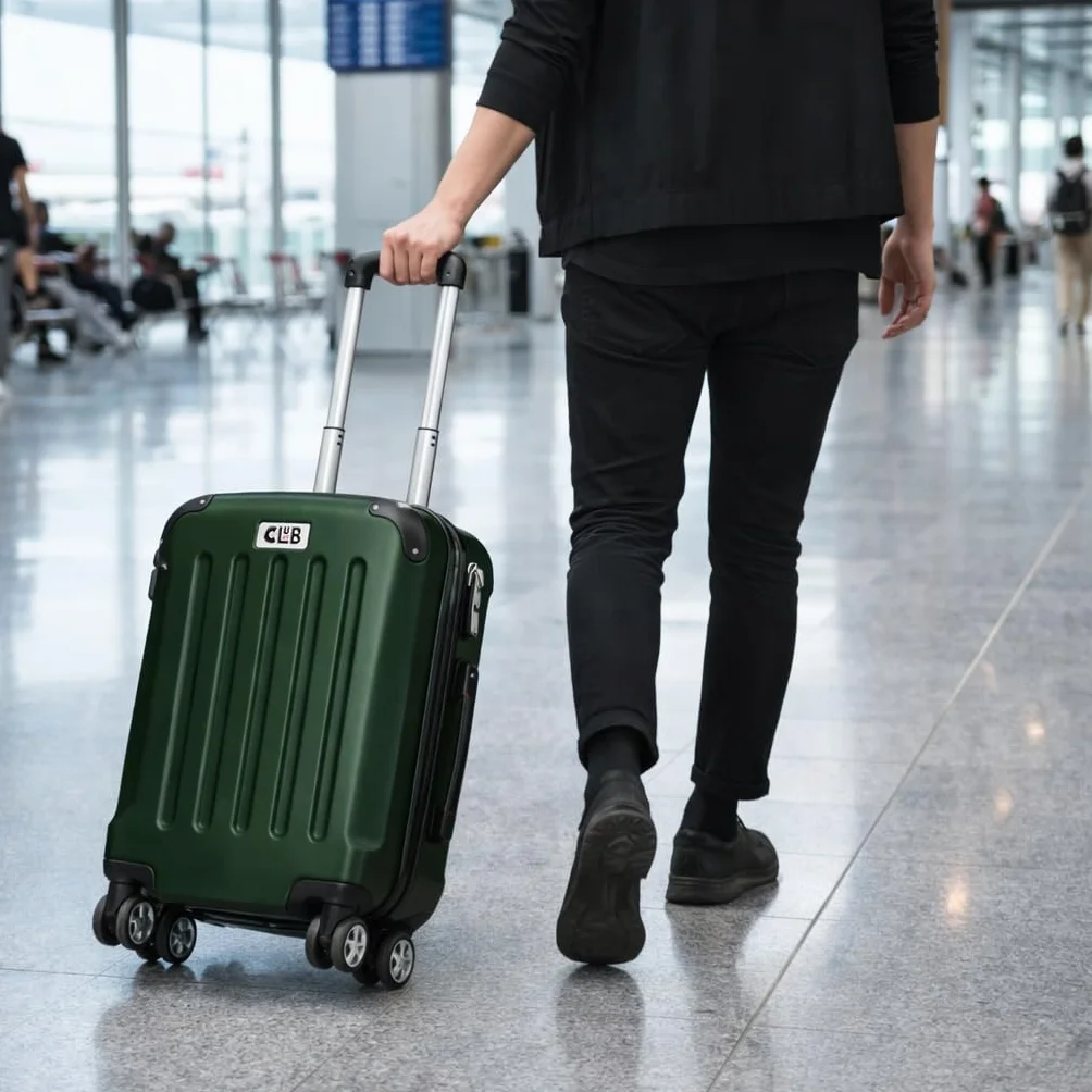 POSH Walizka ABS – duża 75 cm, średnia wielkość 65 cm i bagaż podręczny, walizka z twardą obudową w jednym, lekko obracające się o 360°, całkowita pojemność wewnętrzna 198 l, ciemnozielony, L
