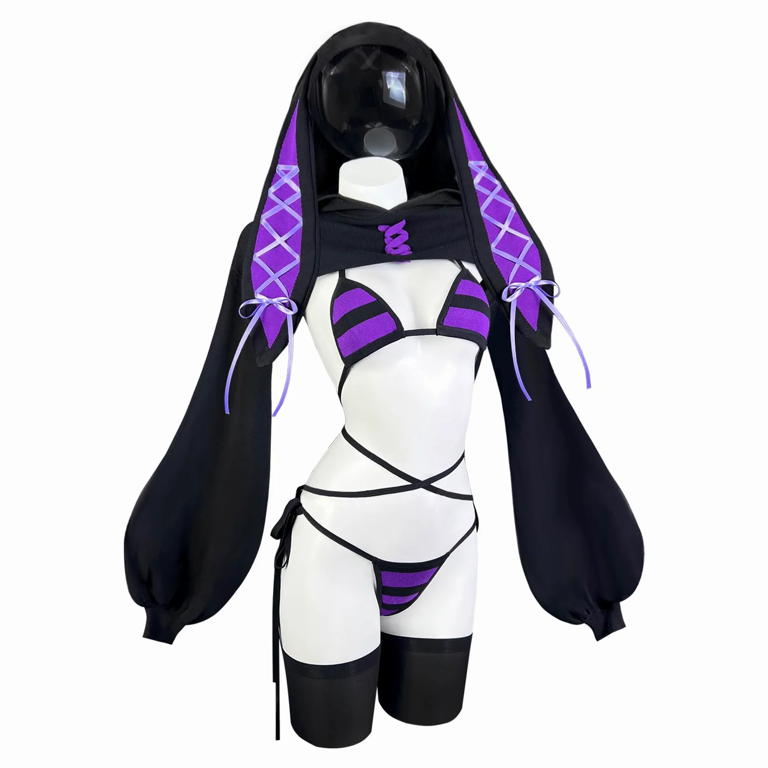 KORURACLUB Seksowna bielizna Cosplay Bunny Girl (zestaw 4-częściowy) Bikini Bunny Body Cosplay Party Anime kostiumy