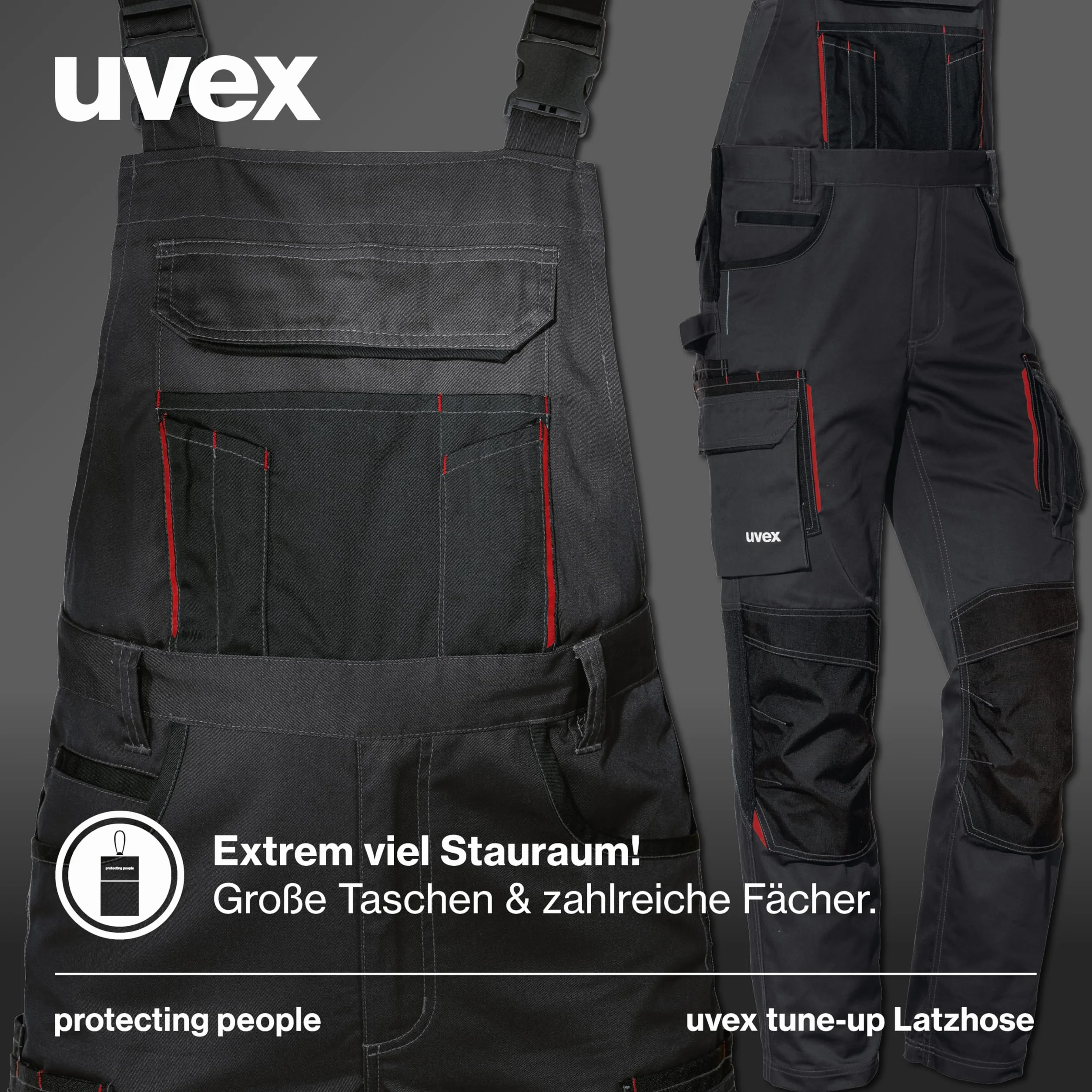 Uvex Tune-up Long Męskie spodnie robocze - Długie ogrodniczki z kieszeniami
