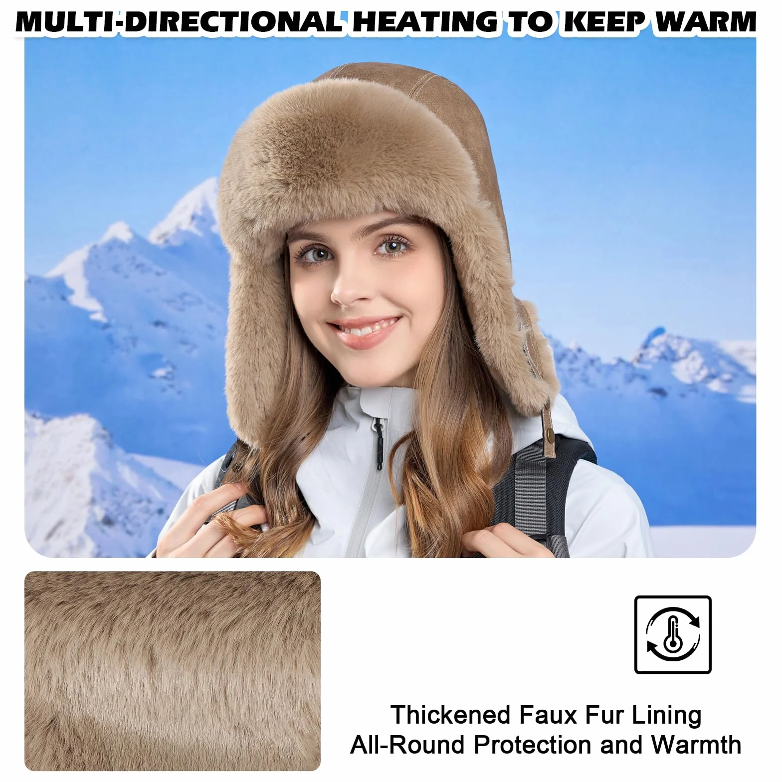 TAGVO Zimowa czapka traperska z klapkami na uszy, casualowa gruba czapka żołnierza dla mężczyzn i kobiet, rosyjska czapka bomberka Ushanka, wiatroszczelna, ciepła czapka zimowa z podszewką polarową na