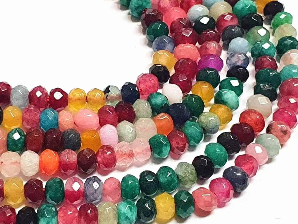 Perlin Kamienie szlachetne, kamienie agatowe, 4 mm, 30 sztuk, fasetowane, okrągłe, kamienie półszlachetne, perły ozdobne, małe perły (mieszane)