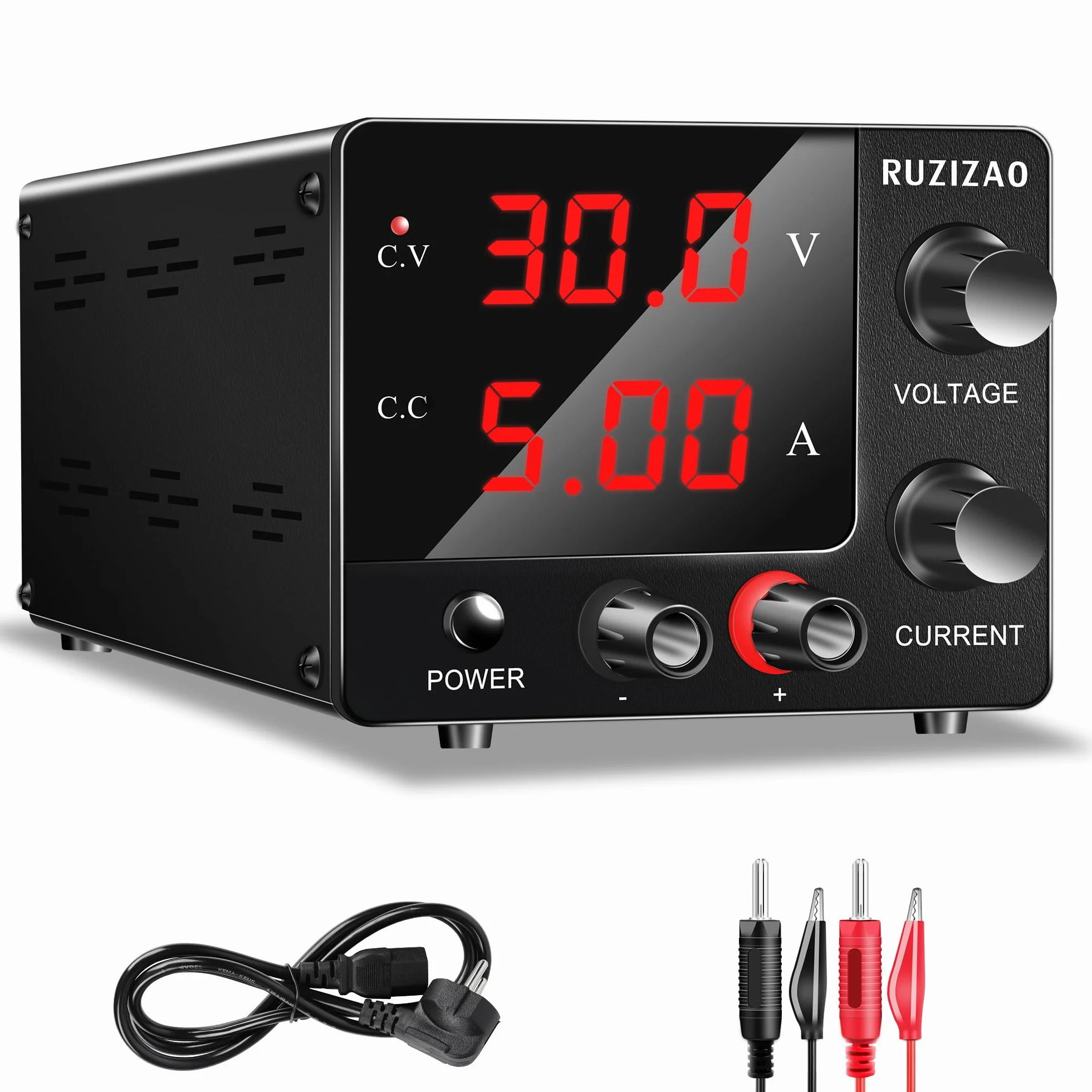 Zasilacz Laboratoryjny 30V 5A, Zasilacze Laboratoryjne z Enkodera, Mały Zasilacz Regulowany Prądu Stałego z 3-Cyfrowym Wyświetlaczem LED, Mini DIY Zasilacze Laboratoryjne