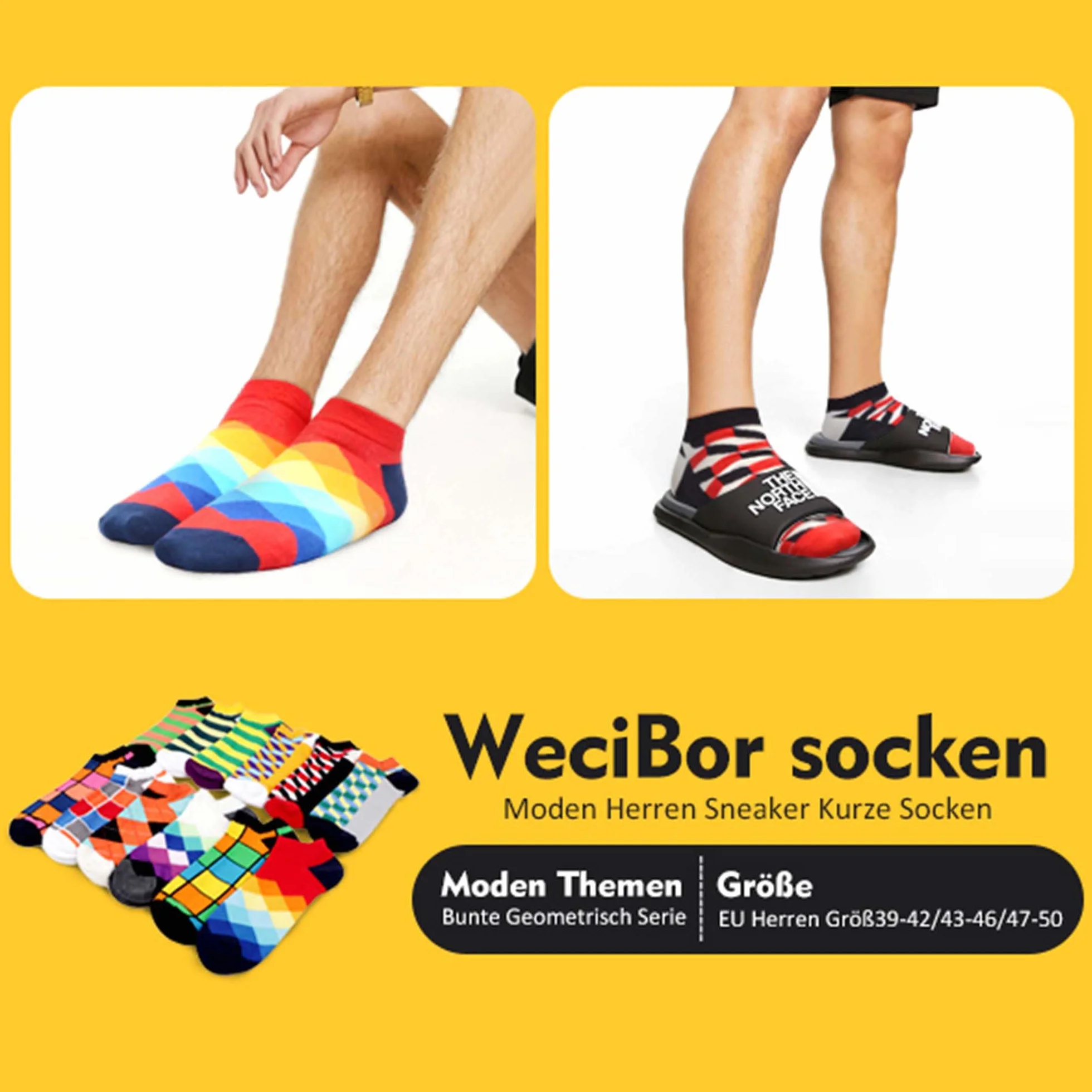 WeciBor Męskie kolorowe zabawne skarpety z bawełny