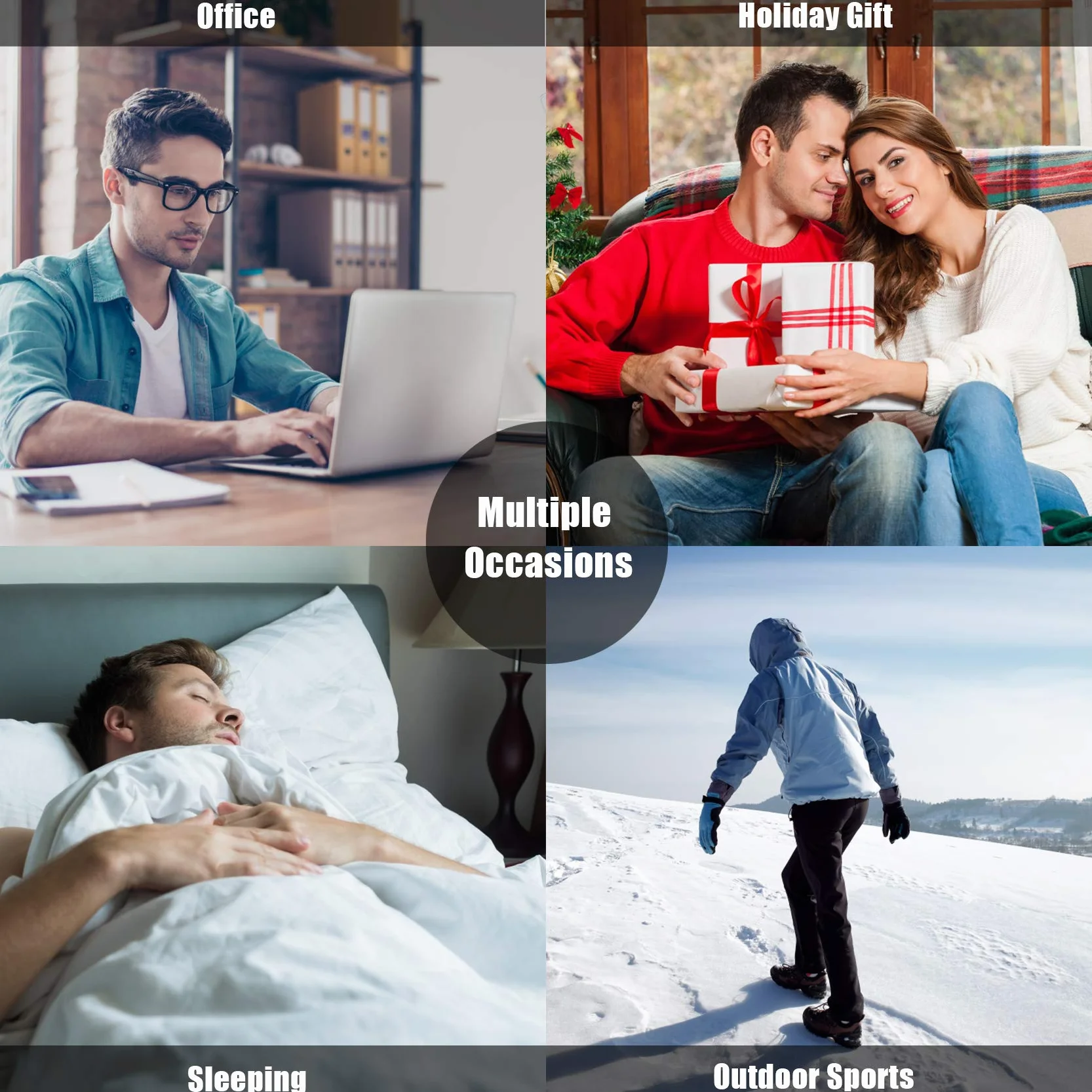 4 pary przytulnych skarpet męskich Chalier Cozy, puszyste skarpetki, miękkie, wygodne, zimowe, grube skarpetki, ciepłe skarpety do łóżka, prezent dla mężczyzn i kobiet, rozmiar uniwersalny, Grey5.
