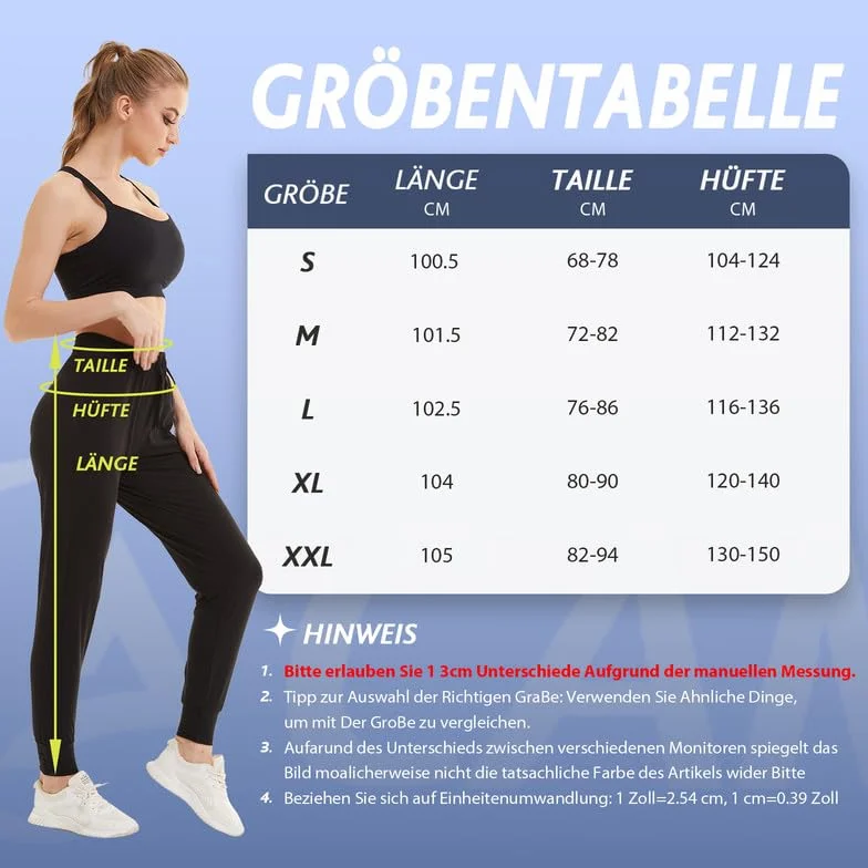 CAMPSNAIL Spodnie do biegania damskie długie spodnie sportowe spodnie na co dzień spodnie dresowe spodnie do biegania damskie wysoka talia do fitnessu jogi wypoczynku, 1-czarne, L