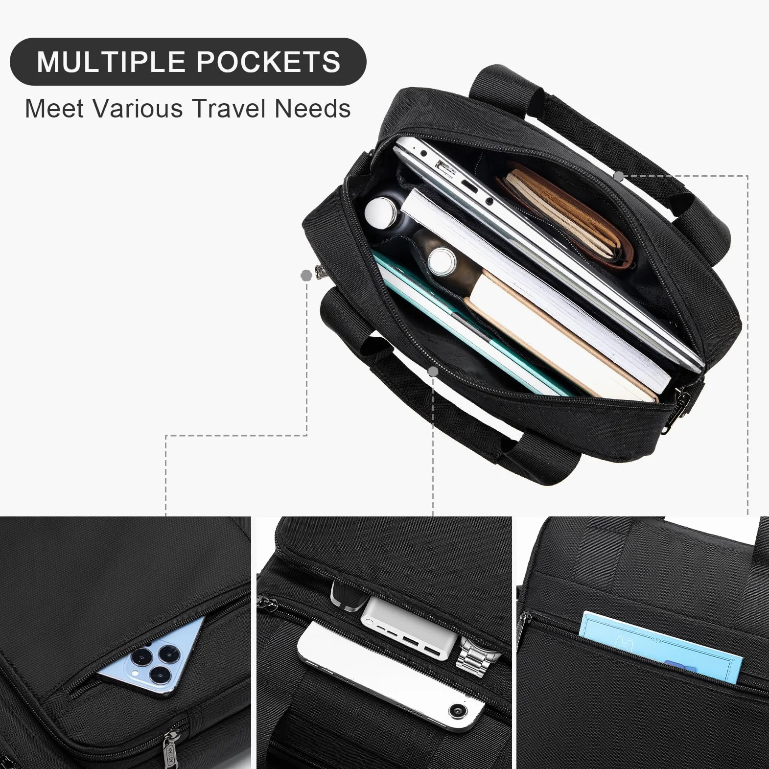 Torba Na Ramię Dla Mężczyzn Duża Wielokieszeniowa Laptop 14 Cali 28x33x10cm Wodoodporna Torba Oxford Sling Crossbody Bag Torba Męska Z Górnym Uchwytem Do Pracy, Podróży