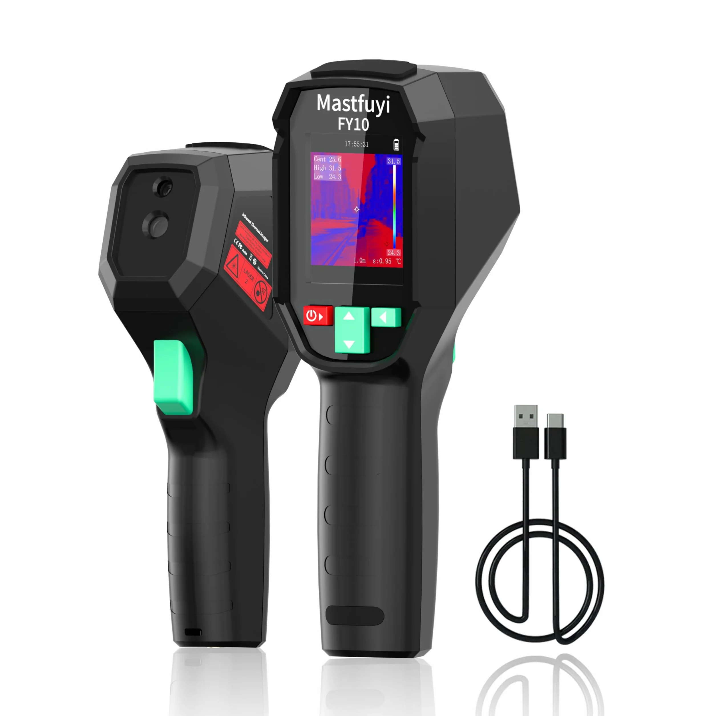 Termowizyjna kamera termowizyjna, na podczerwień, -20℃~550℃, rozdzielczość 96 x 96 IR, 25 Hz, pole widzenia 50°, 2,4-calowy TFT LCD, 8-godzinny akumulator do inspekcji przemysłowych, elektryki i