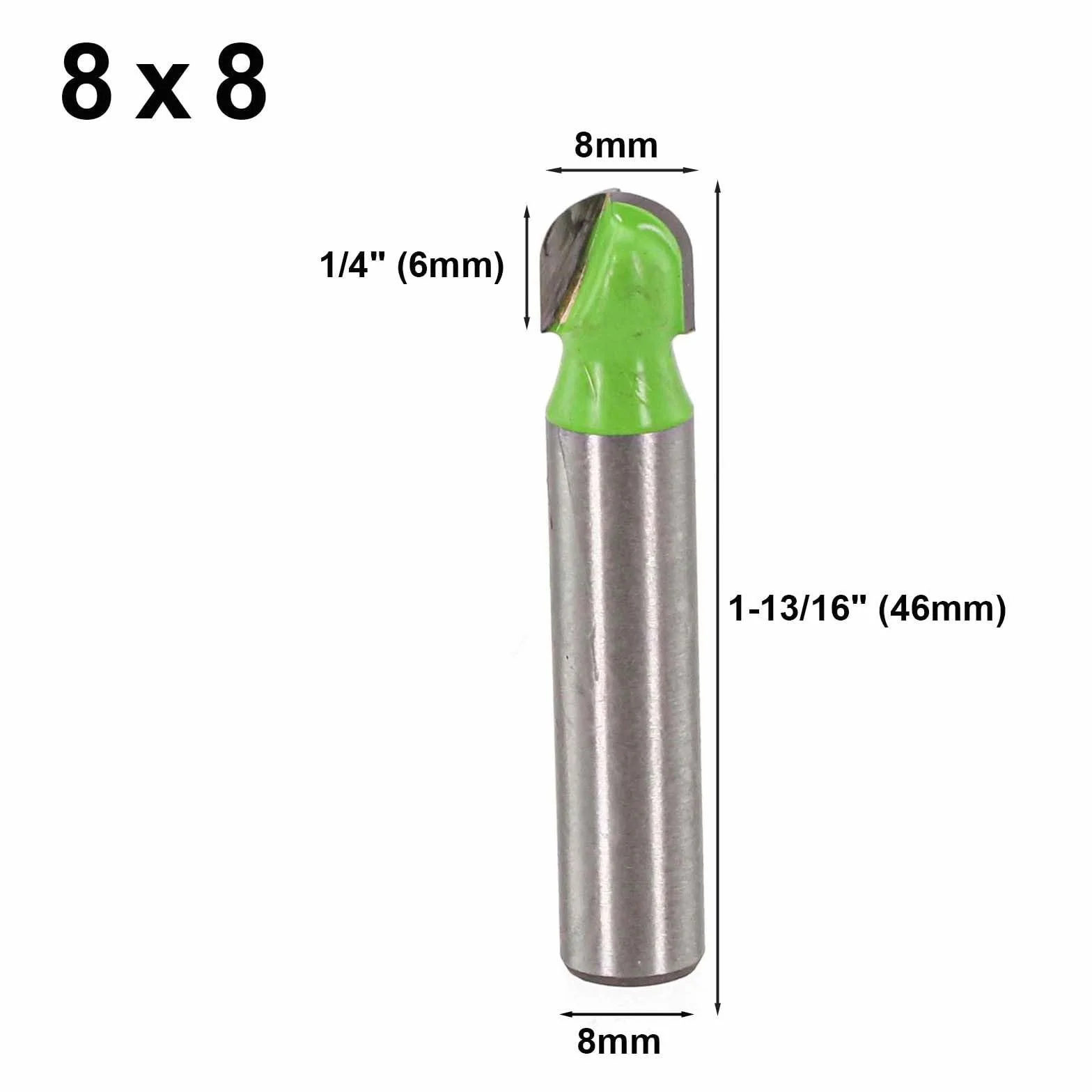 Frez kulkowy, 8 mm, trzpień, okrągły frez końcowy do CNC, narzędzie do cięcia drewna ze stopu węglika spiekanego, do płyty MDF, sklejki, płyty wiórowej, obróbki drewna, 8 x 8 cm