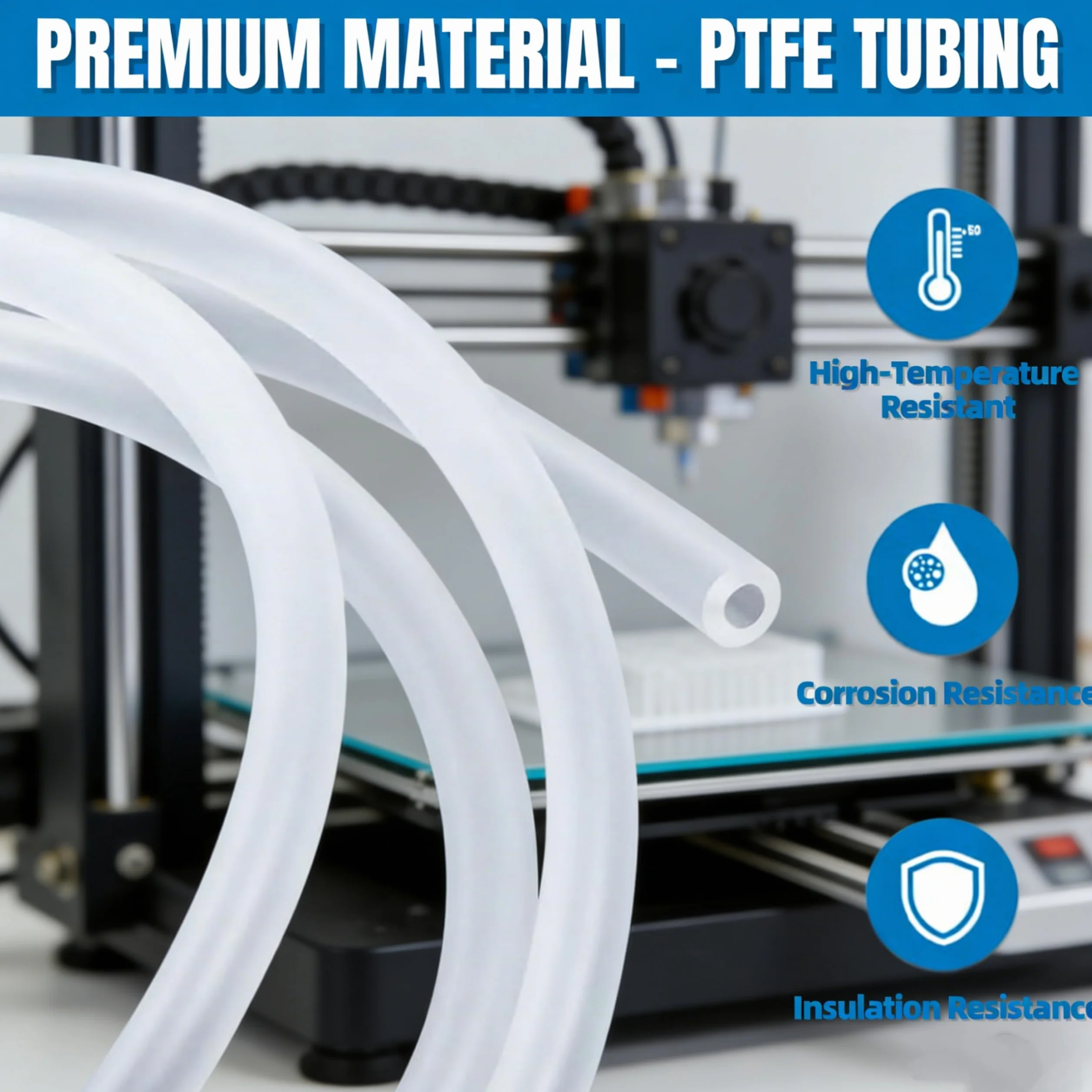 Wąż PTFE 4 m ID × 4 mm OD PTFE Tube do 1,75 mm do Bambu Lab A1/A1 mini/P1P/P1S/X1C, do Creality K1/K1 Max/Ender 3 V3, teflonowa tuba akcesoria do drukarek 3D, biały