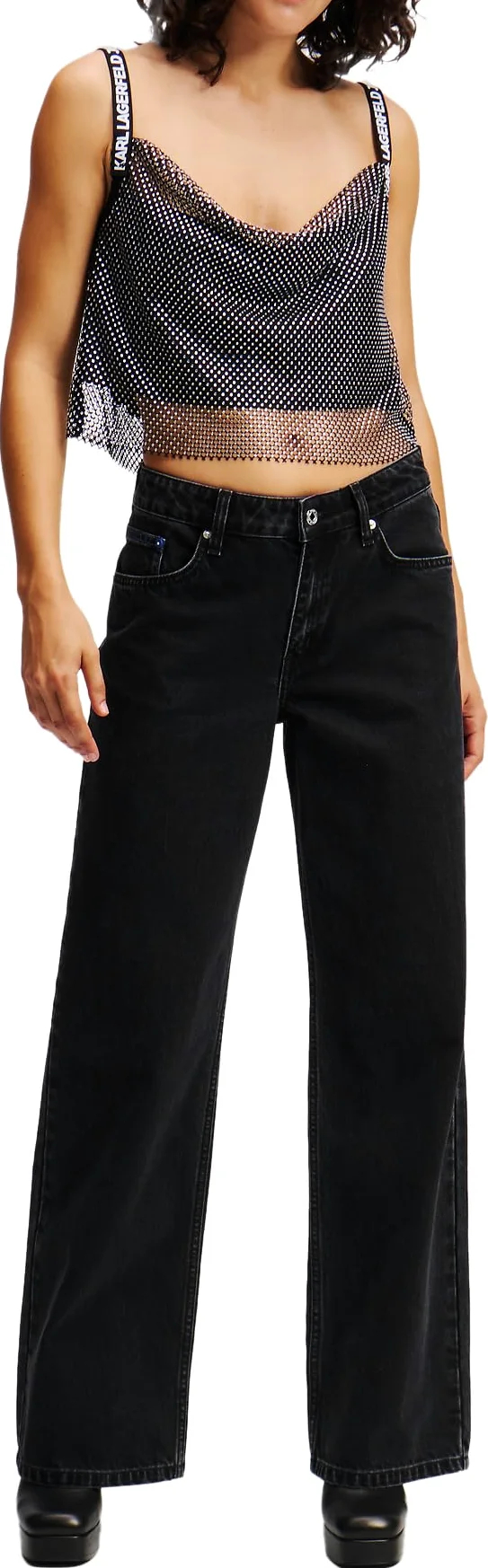 Karl Lagerfeld Jeans, Damskie, Średni Stan, Luźne Denim, Luźna Nogawka
