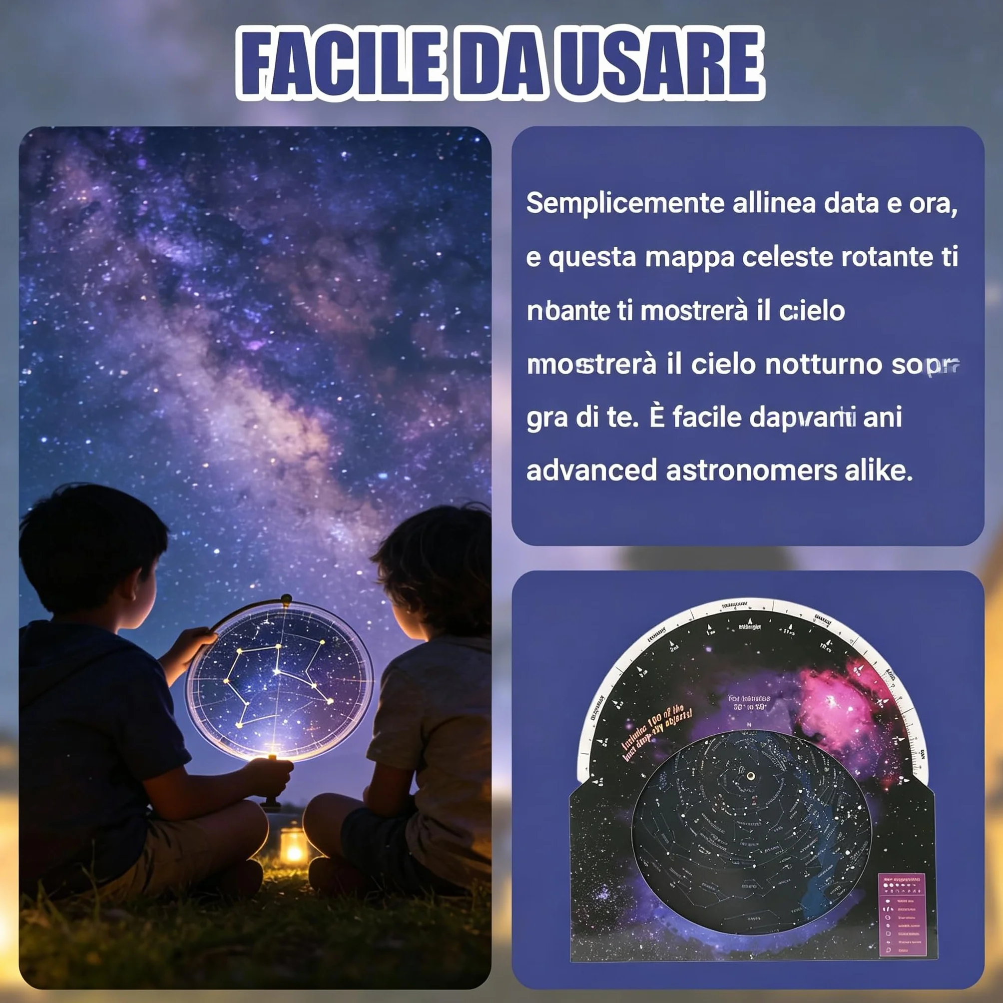 Przewodnik po mapie gwiazd, gwiazda astronomiczna z obrotowym kierunkiem, akcesoria teleskopowe do 30-50 stopni szerokości północnej